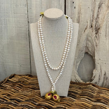 Freshwater Pearl Beaded Lariat Necklace with Pomegranate Pendants