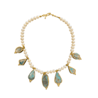 Freshwater Pearl Necklace with Turquoise Pendants Necklace Eyup Gunduz A 