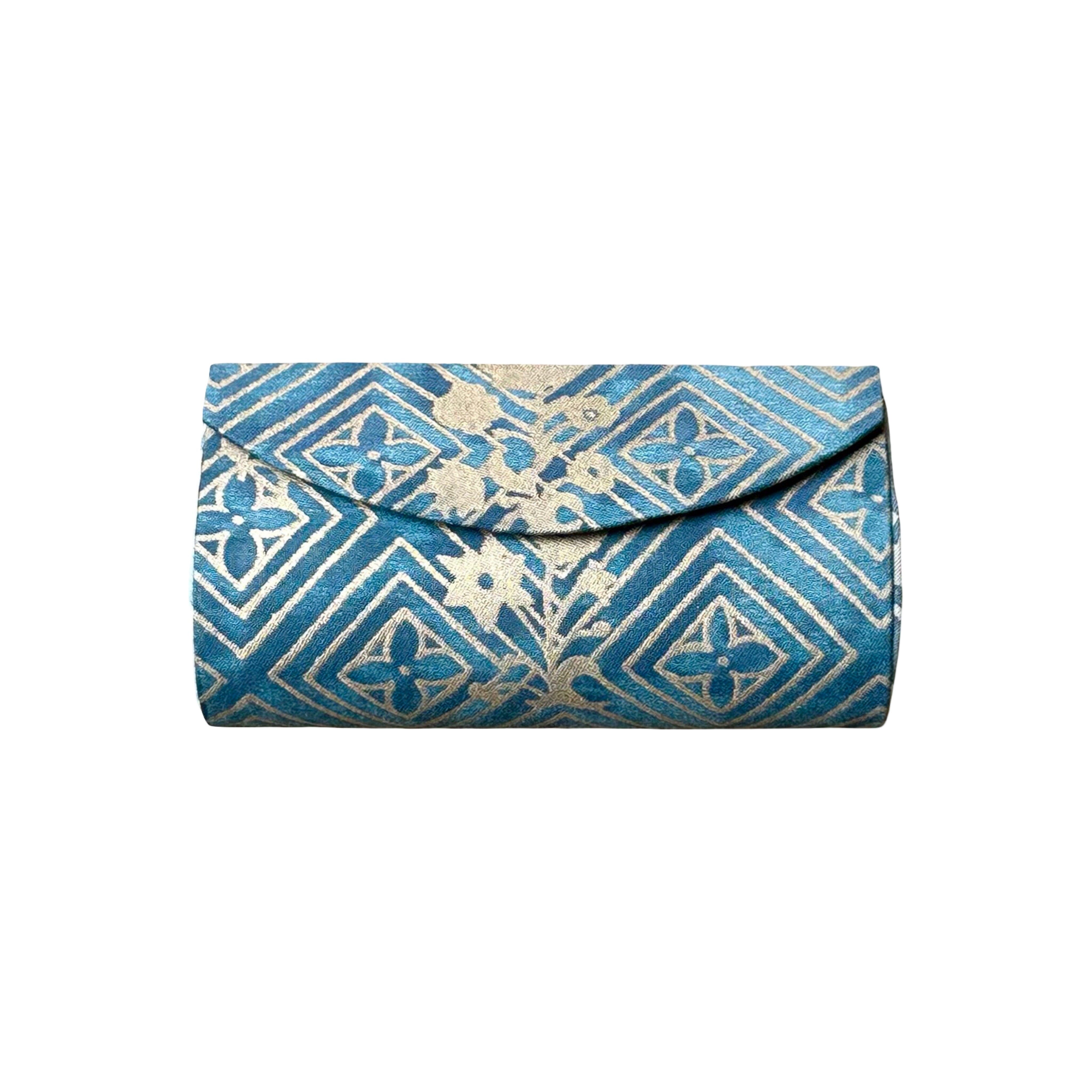 Glasses Case made of Fortuny Fabric Glasses Case Jan Whitlock Blue and Gold 