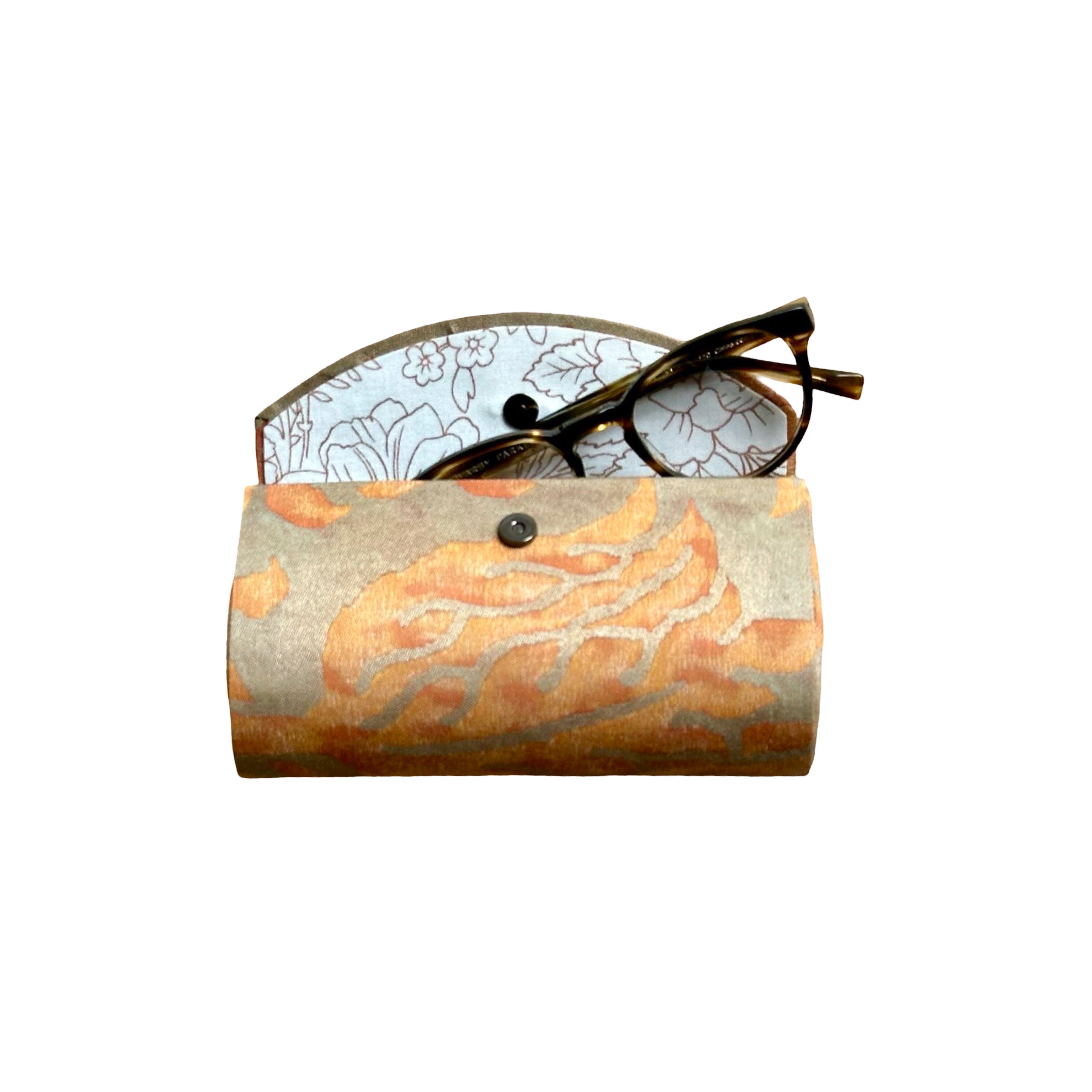 Glasses Case made of Fortuny Fabric Glasses Case Jan Whitlock Burnt Orange and Antique Gold 