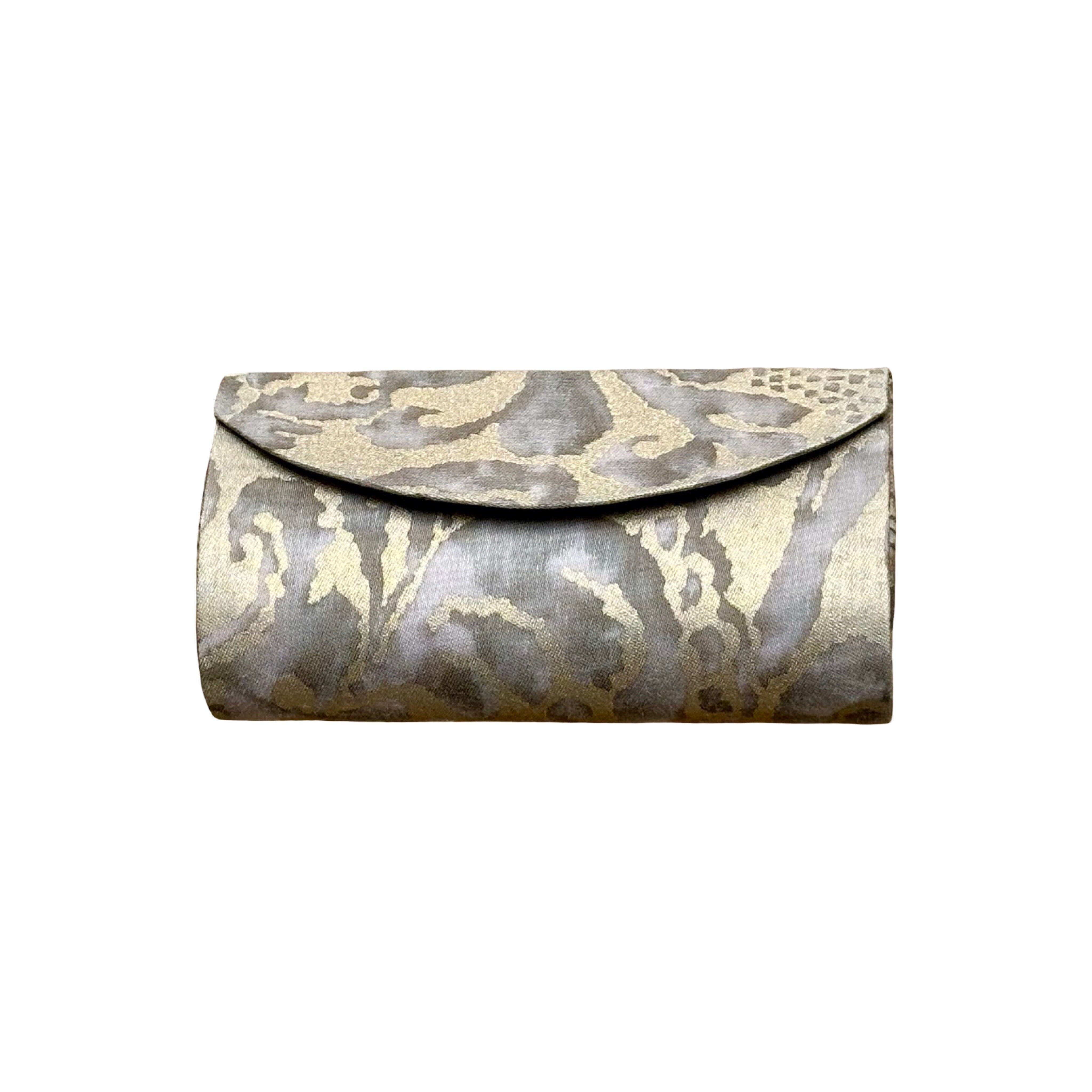 Glasses Case made of Fortuny Fabric Glasses Case Jan Whitlock Gray and Antique Gold 