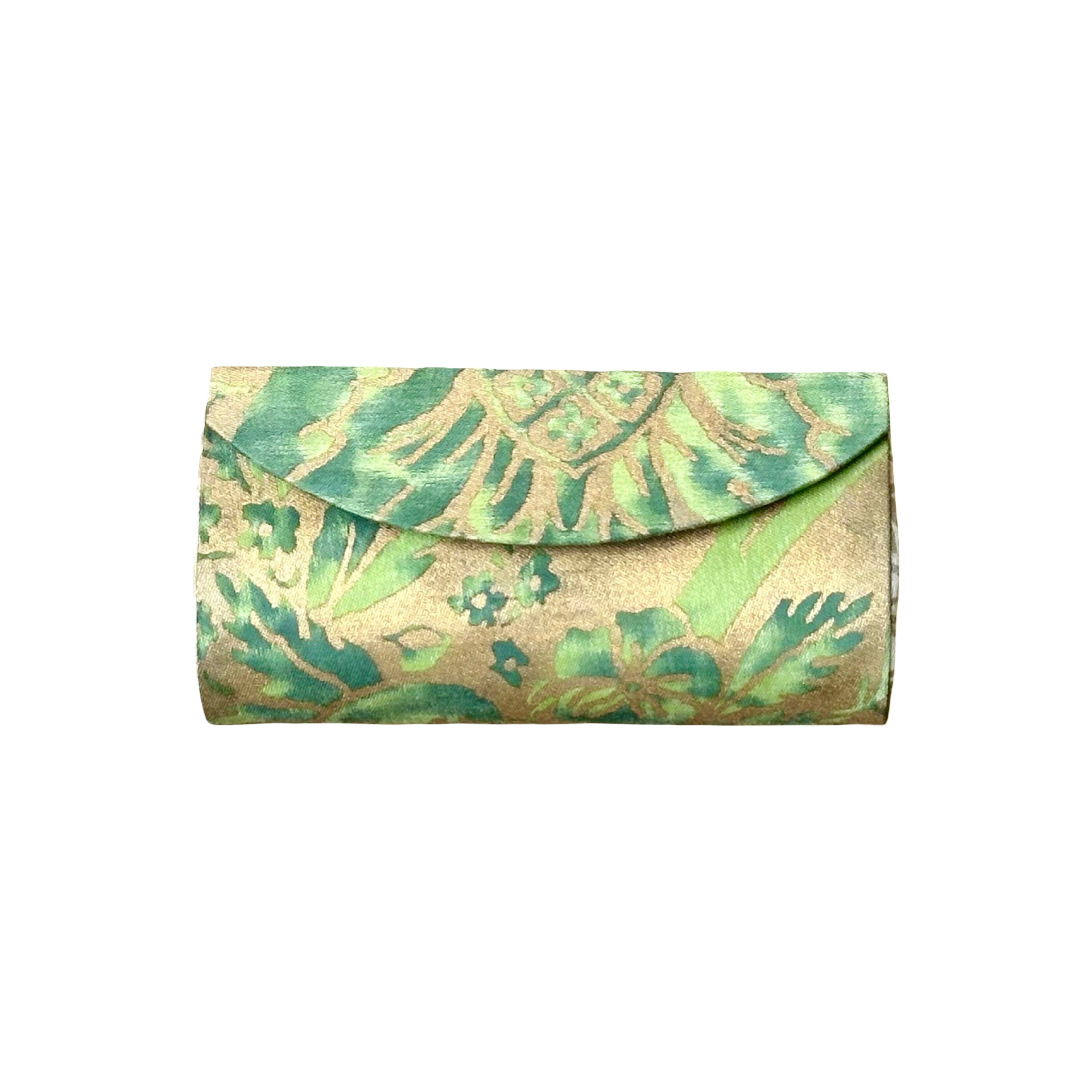 Glasses Case made of Fortuny Fabric Glasses Case Jan Whitlock Green and Antique Gold 