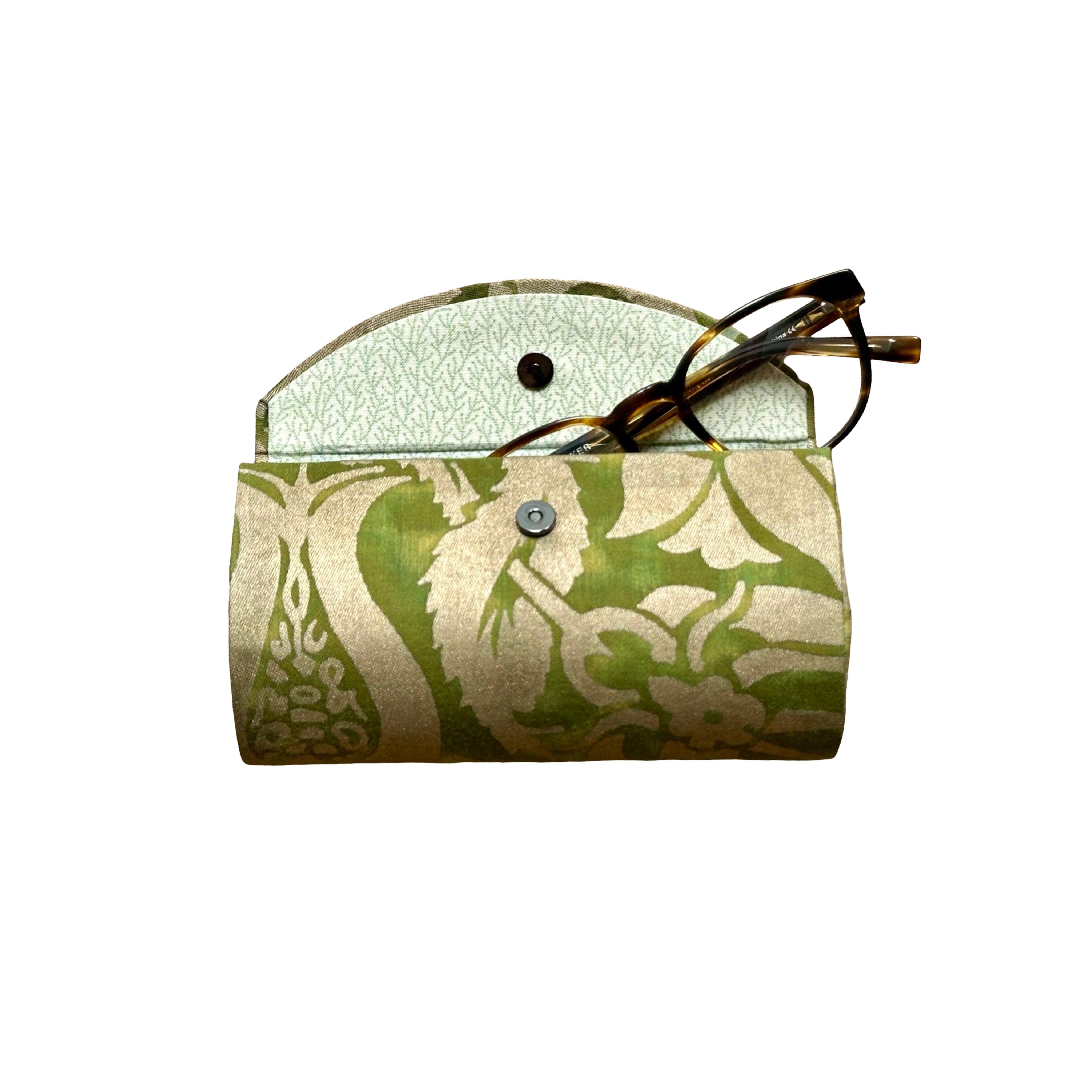 Glasses Case made of Fortuny Fabric Glasses Case Jan Whitlock Green and Gold 
