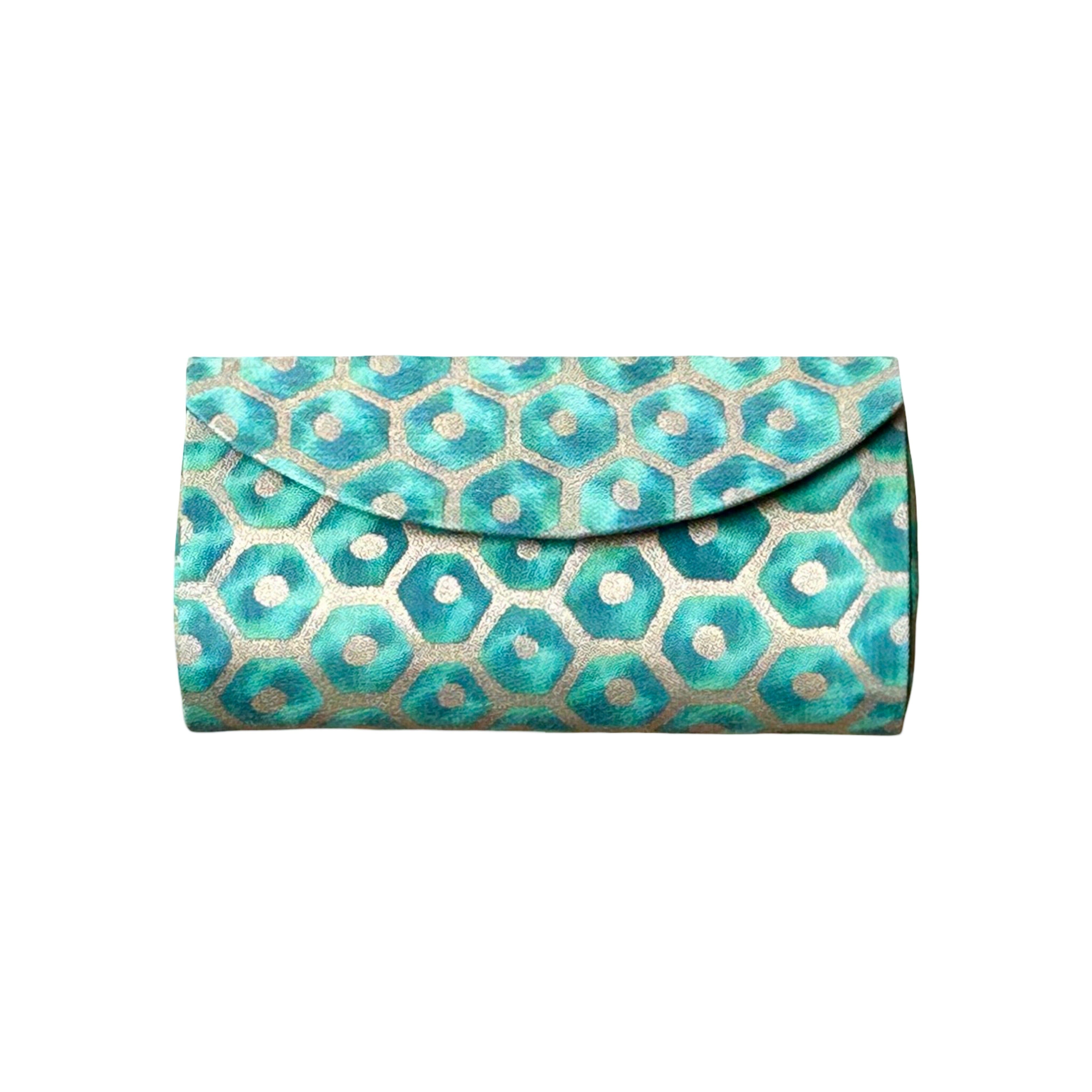 Glasses Case made of Fortuny Fabric Glasses Case Jan Whitlock Kelly Green and Gold 
