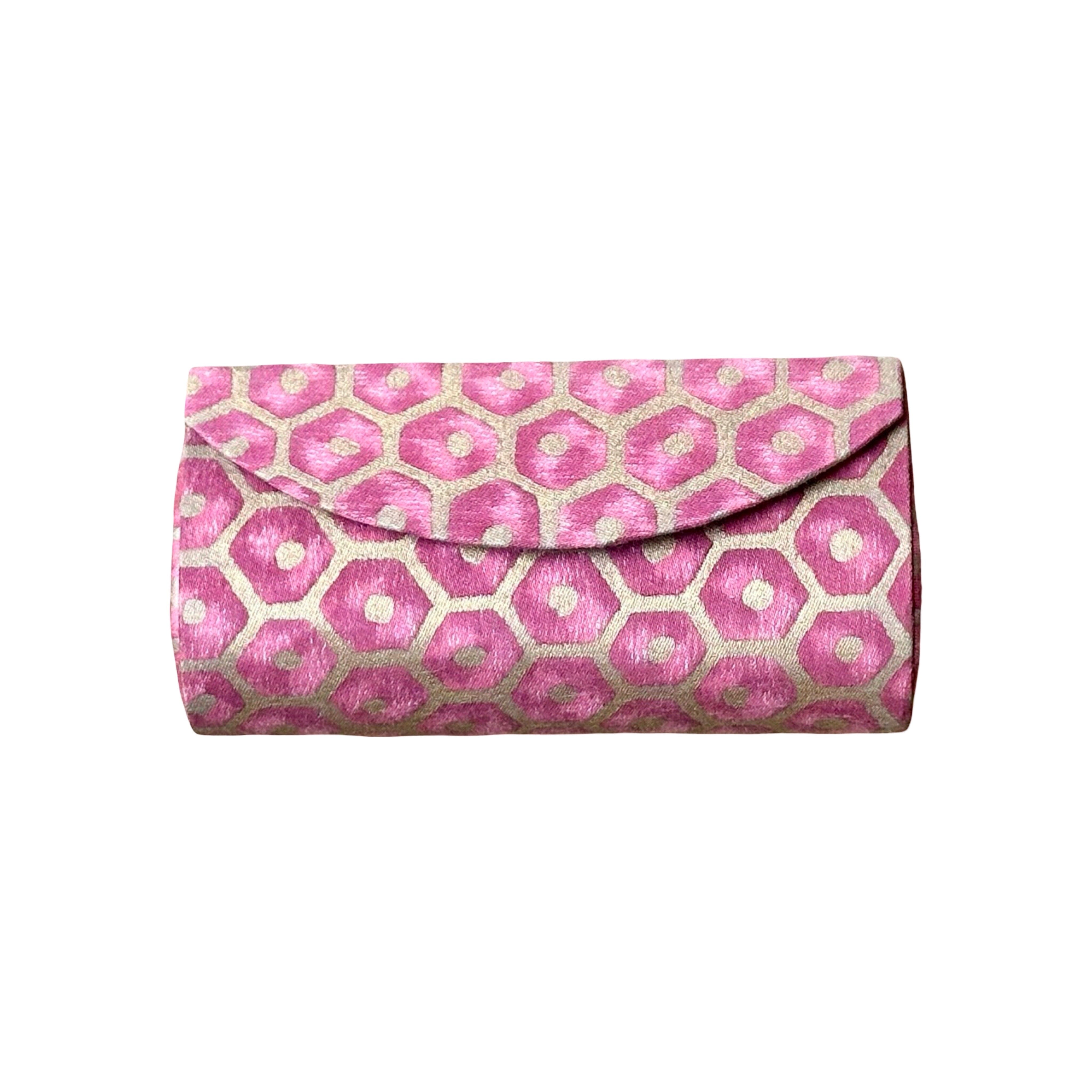 Glasses Case made of Fortuny Fabric Glasses Case Jan Whitlock Raspberry and Gold 