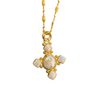 Gold Brass Cross with Baroque Pearls Pendant on Fish Necklace Necklace Eyup Gunduz 