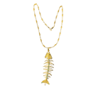 Gold Brass Fish Bone Pendant on Fish Necklace Necklace Eyup Gunduz 