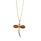 Gold Chain Necklace with Dragonfly Pendant with Textile Wings Necklace Eyup Gunduz 