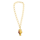 Gold Link Chain Necklace with Interlocking Ovals and Locket Style Pomegranate Pendant Necklace Eyup Gunduz 
