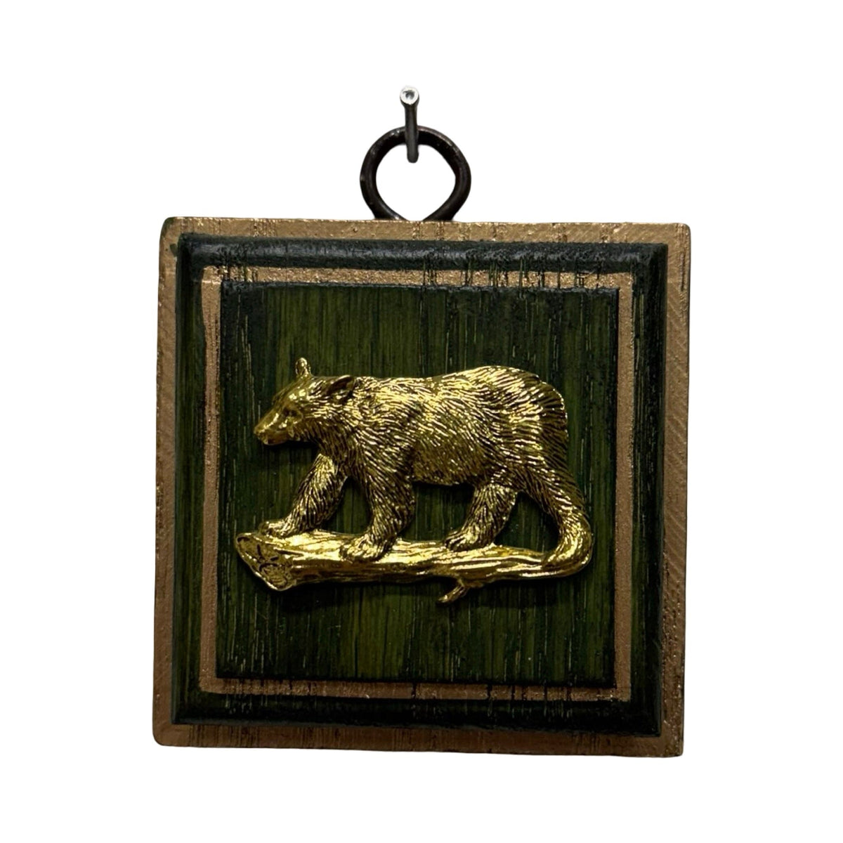 Green Waxed Frame with Bear (#10930 | 4 3/4 x 1") Objet d'Art Museum Bees 