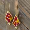 Hand Crafted Ottoman Vintage Textile Earrings - Coffin Diamond New Jewelry Eyup Gunduz B 