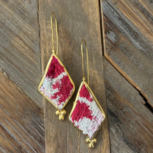 Hand Crafted Ottoman Vintage Textile Earrings - Coffin Diamond