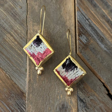 Hand Crafted Ottoman Vintage Textile Earrings - Diamond