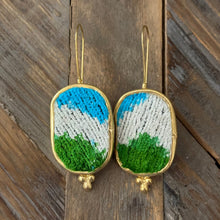 Hand Crafted Ottoman Vintage Textile Earrings - Oval