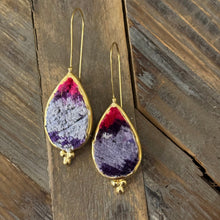 Hand Crafted Ottoman Vintage Textile Earrings - Pear