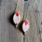 Hand Crafted Ottoman Vintage Textile Earrings - Pointed Oval New Jewelry Eyup Gunduz F 