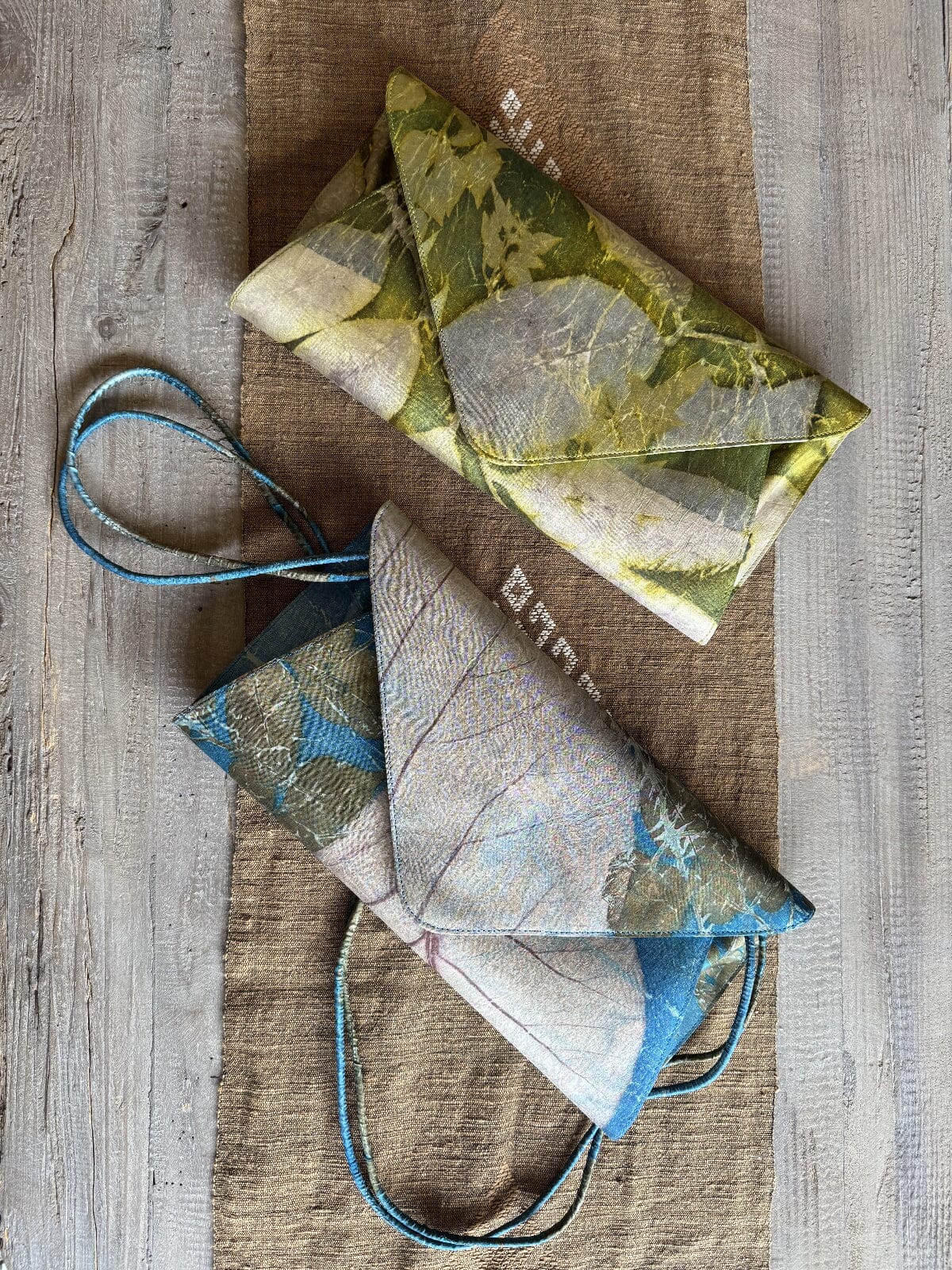 Hand Dyed Silk Leaf Print Purse Purse Cambodia 