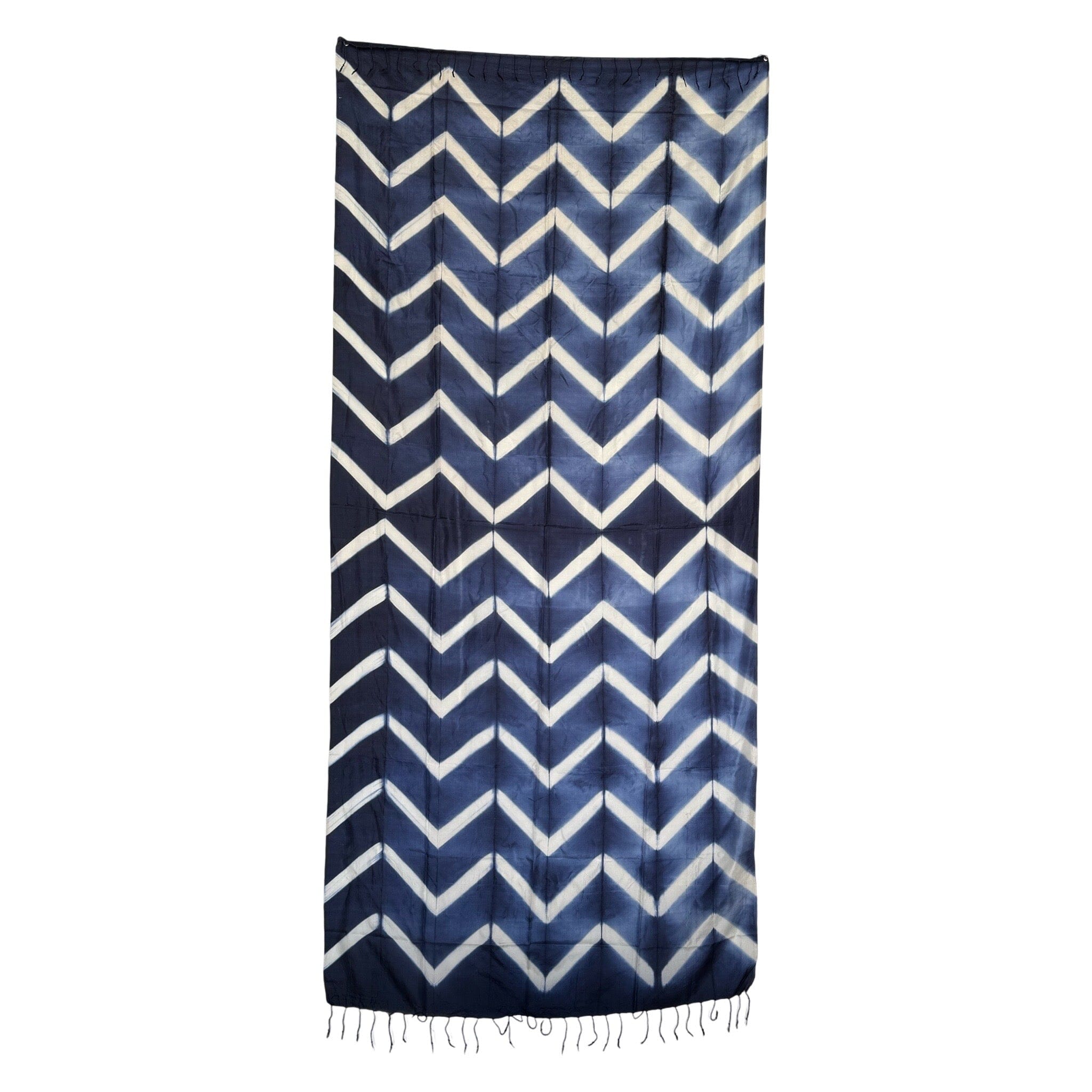 Hand Dyed Silk Scarf from Cambodia Scarf ClayCut Laos Navy and Silver 