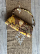 Hand Dyes Silk Leaf Print Clutch Purse Purse Cambodia C 