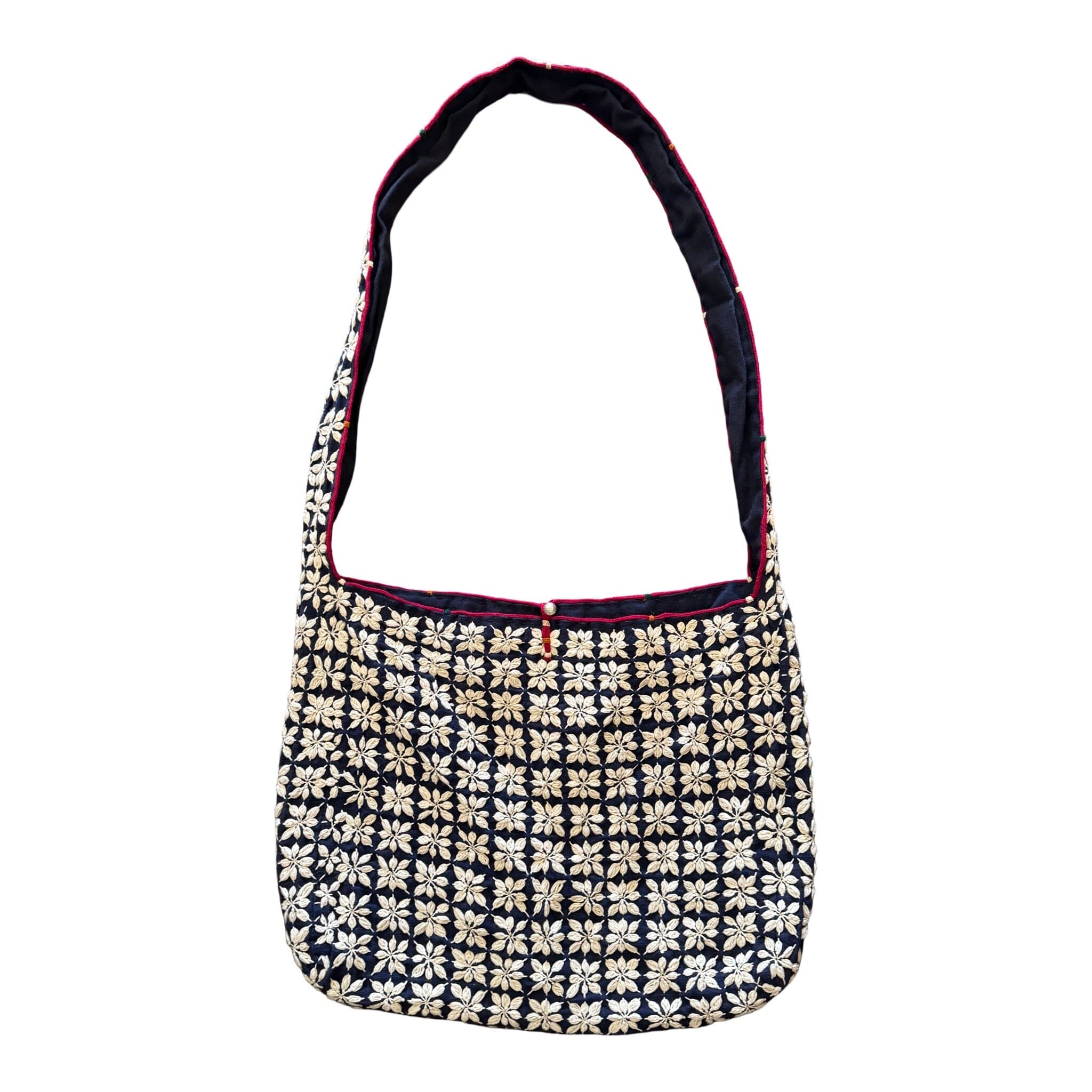 Hand Embroidered and Hand Dyed Cotton Shoulder Bag from Cambodia Bag Cambodia Large Bag 