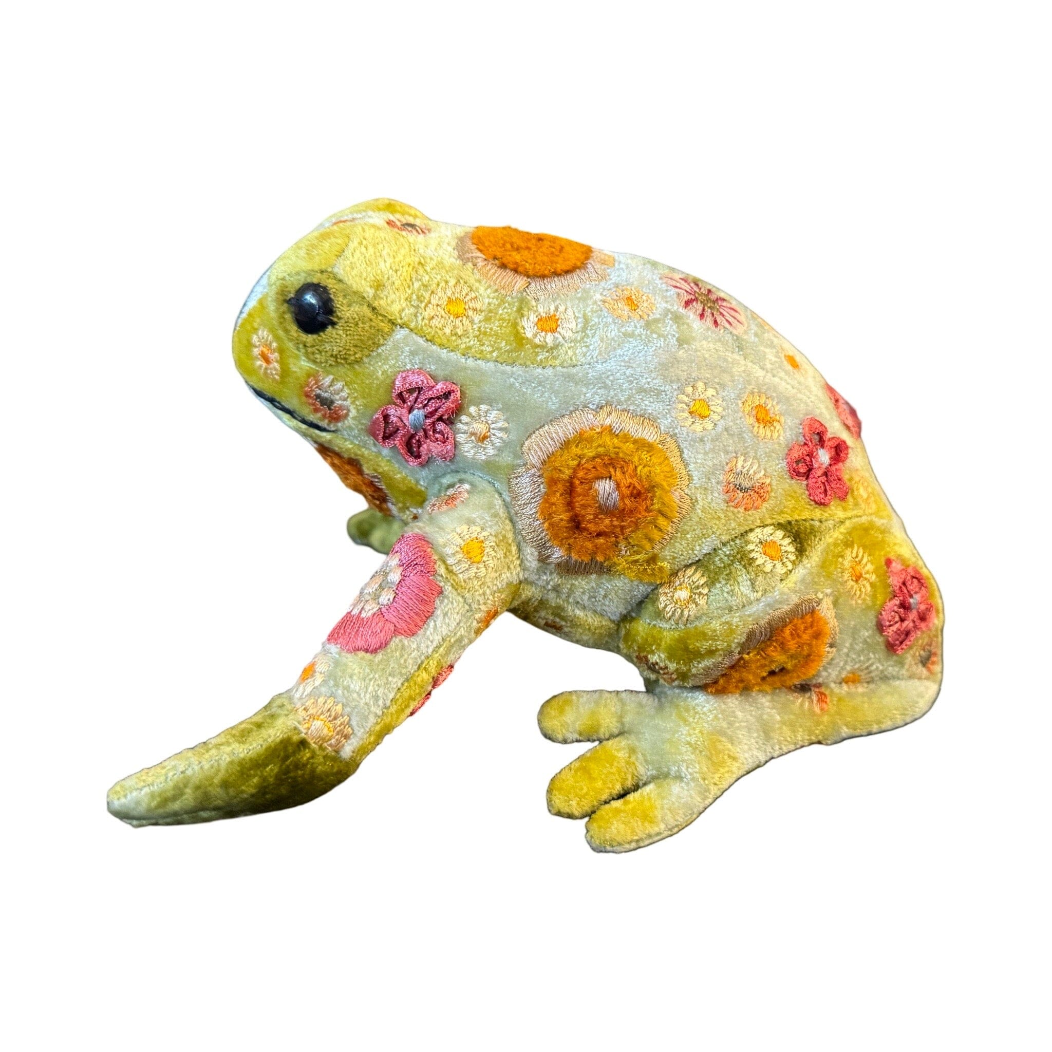 Hand Embroidered Silk Velvet Frog Objet d'Art Anke Drechsel BEAUTY Shaded Mint 