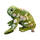 Hand Embroidered Silk Velvet Frog Objet d'Art Anke Drechsel LIZA Emerald 