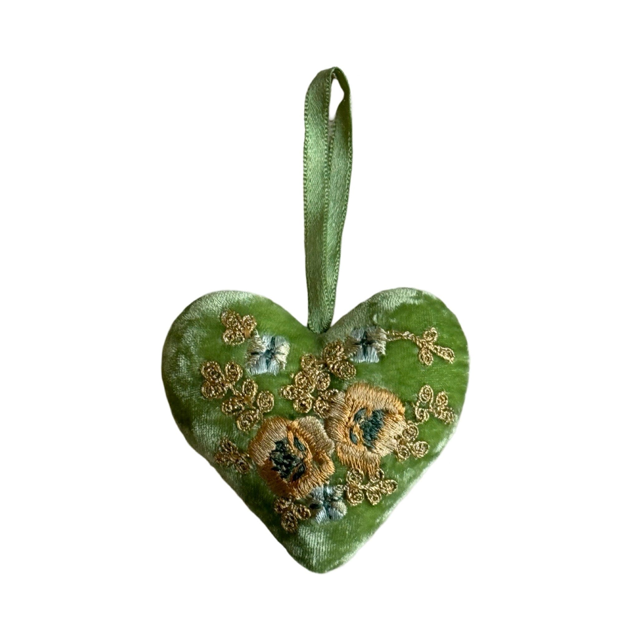 Hand Embroidered Silk Velvet Heart Ornaments Ornament Anke Drechsel 