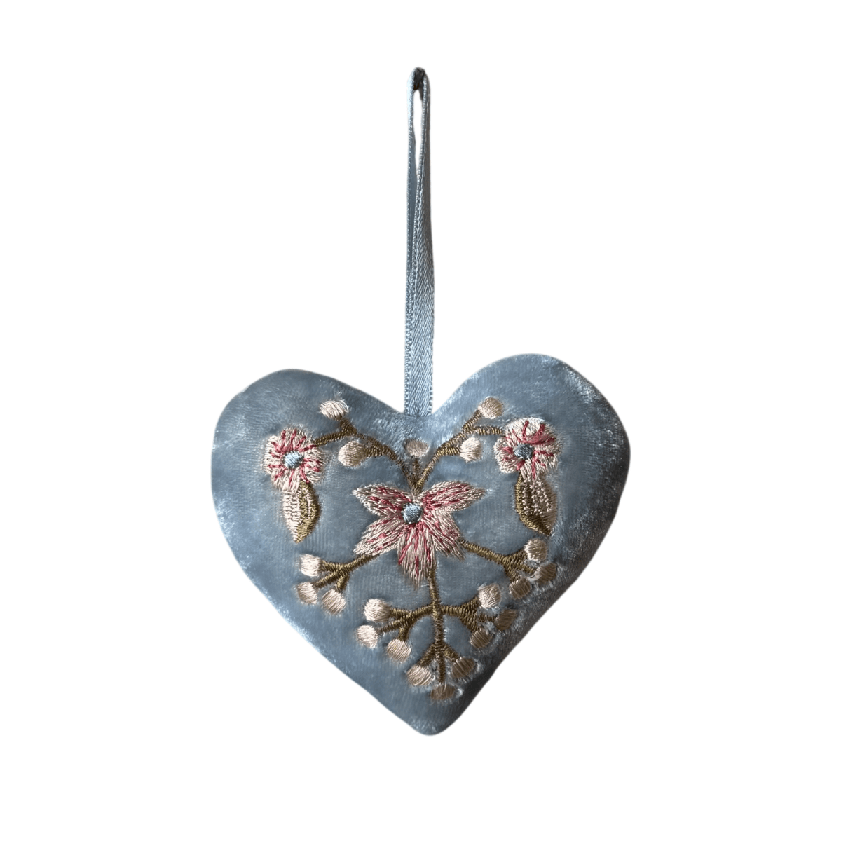Hand Embroidered Silk Velvet Heart Ornaments Ornament Anke Drechsel AA 