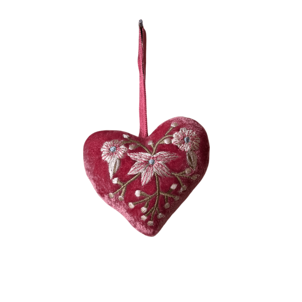 Hand Embroidered Silk Velvet Heart Ornaments Ornament Anke Drechsel C 