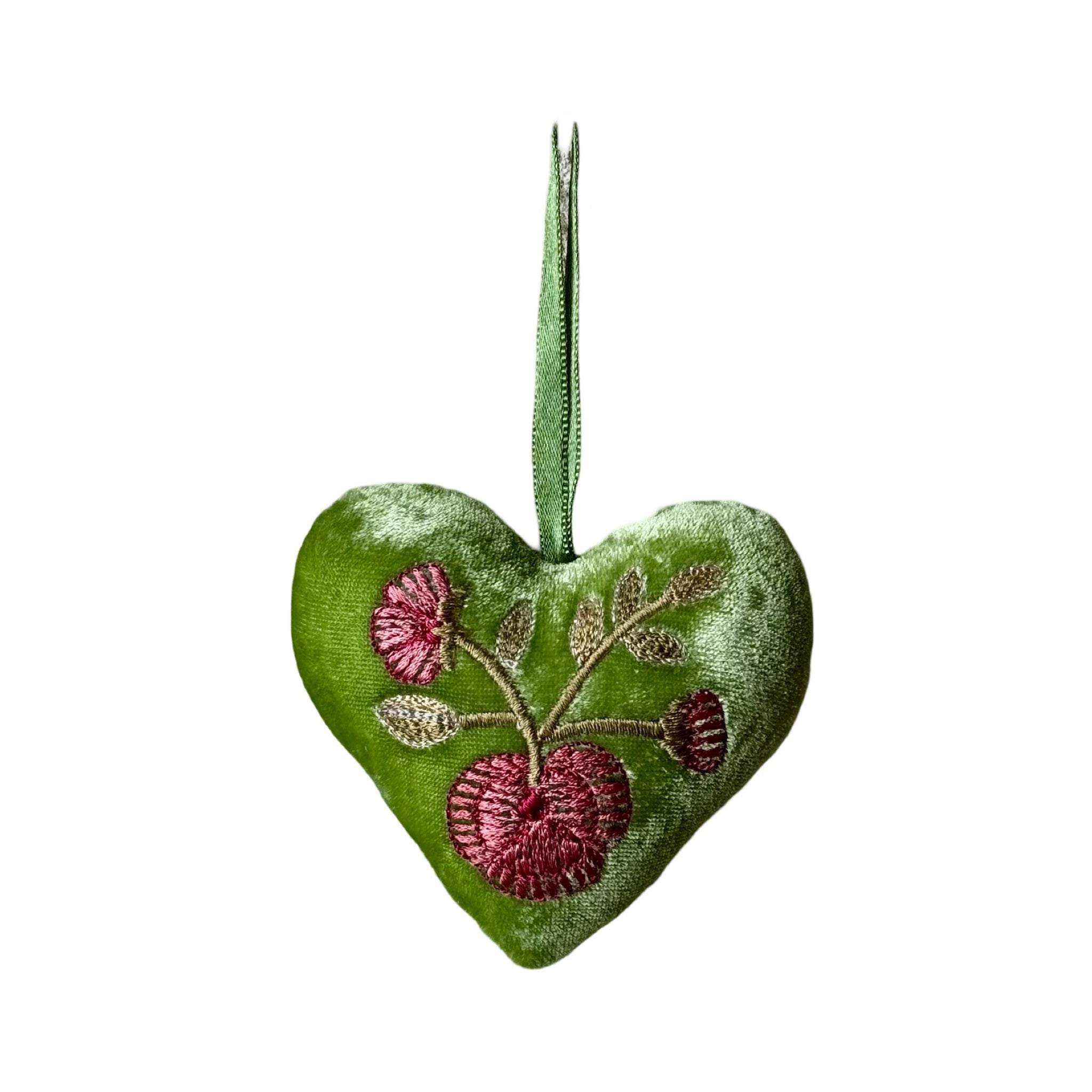 Hand Embroidered Silk Velvet Heart Ornaments Ornament Anke Drechsel C 