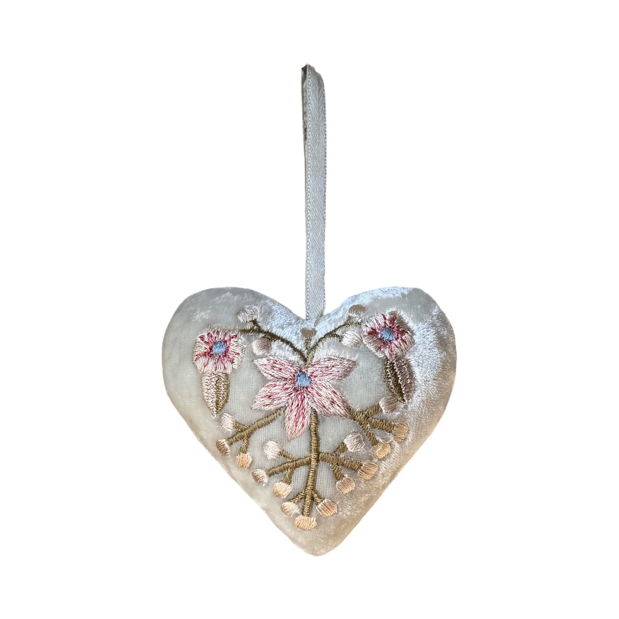Hand Embroidered Silk Velvet Heart Ornaments Ornament Anke Drechsel C 