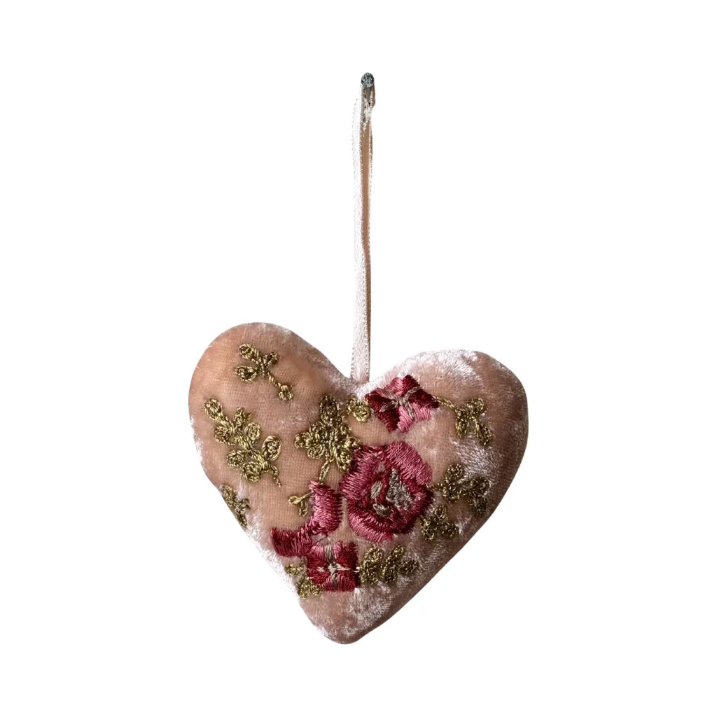 Hand Embroidered Silk Velvet Heart Ornaments Ornament Anke Drechsel D 