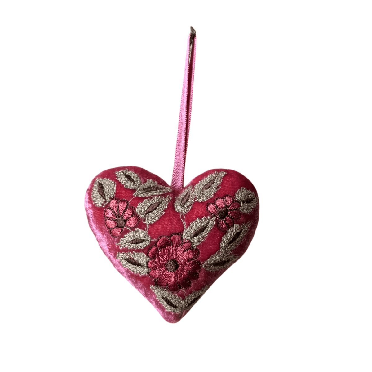 Hand Embroidered Silk Velvet Heart Ornaments Ornament Anke Drechsel DD 