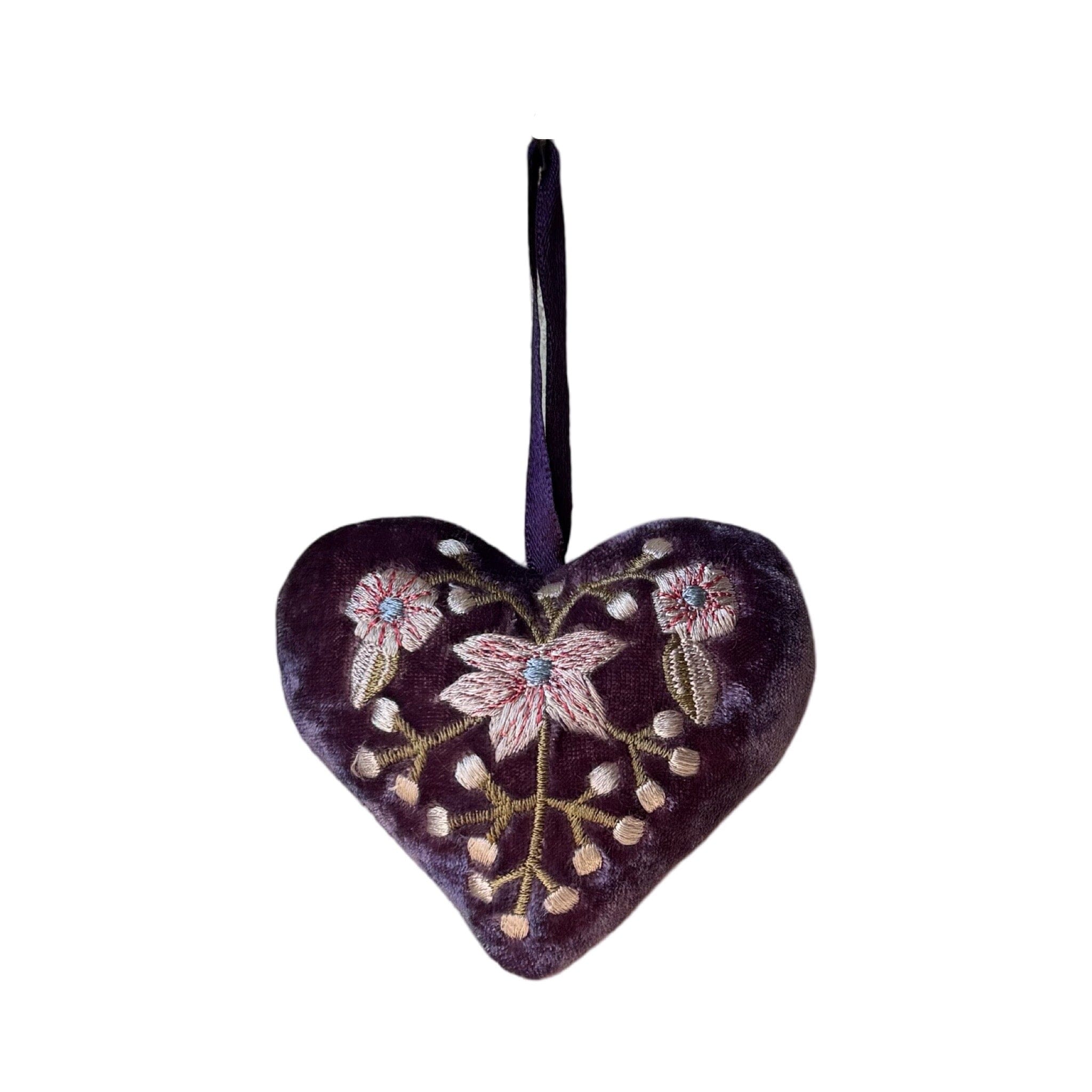 Hand Embroidered Silk Velvet Heart Ornaments Ornament Anke Drechsel E 