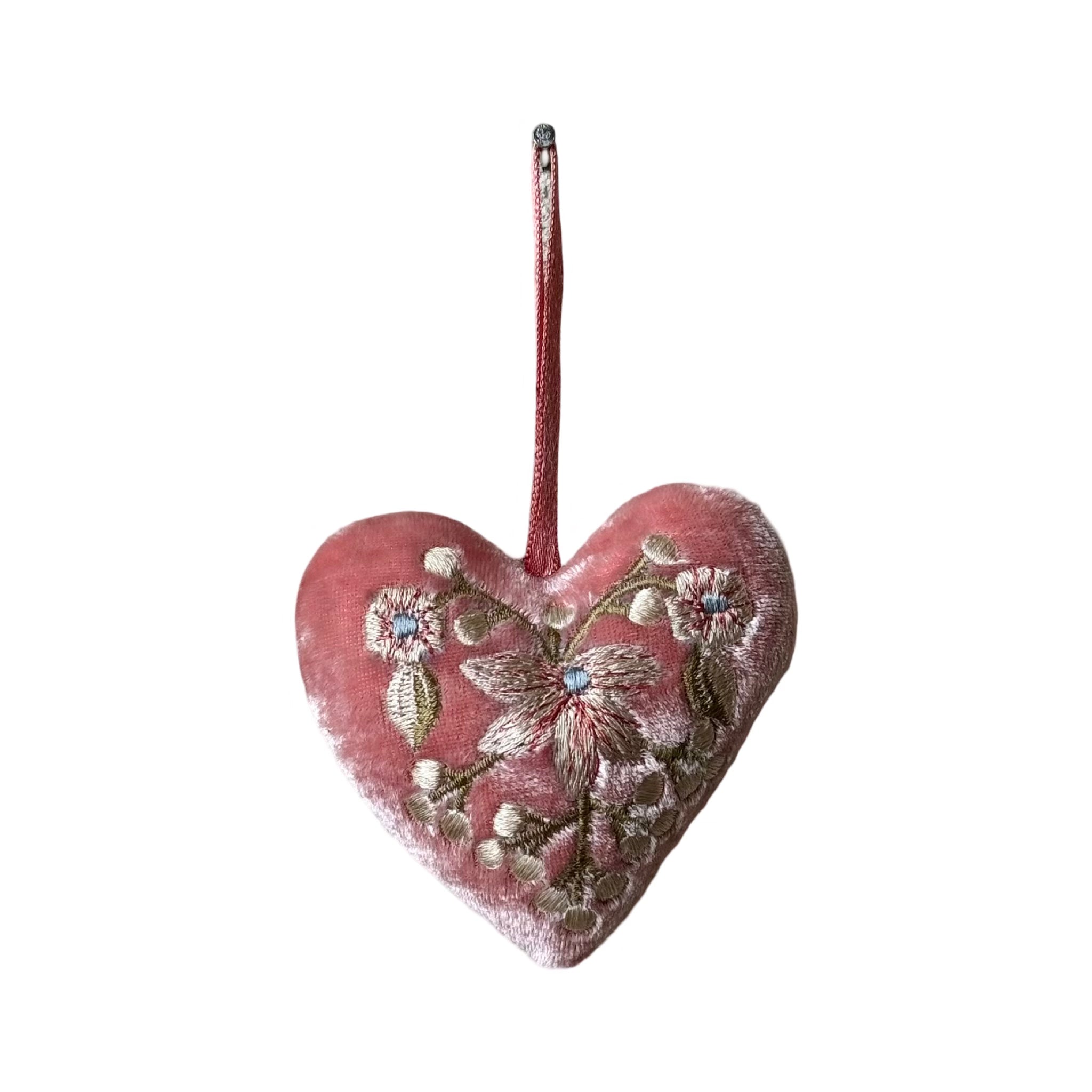 Hand Embroidered Silk Velvet Heart Ornaments Ornament Anke Drechsel H 