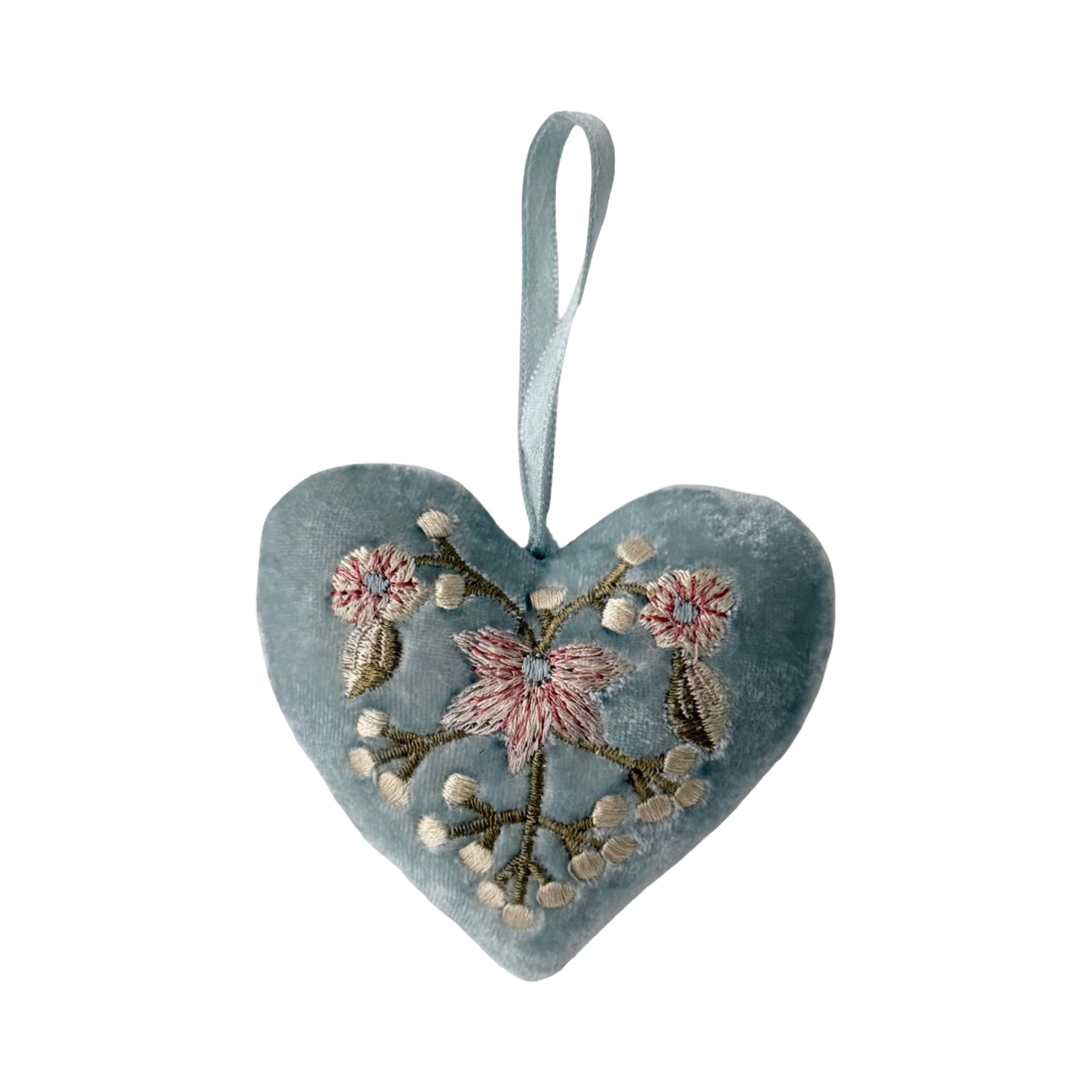 Hand Embroidered Silk Velvet Heart Ornaments Ornament Anke Drechsel II 