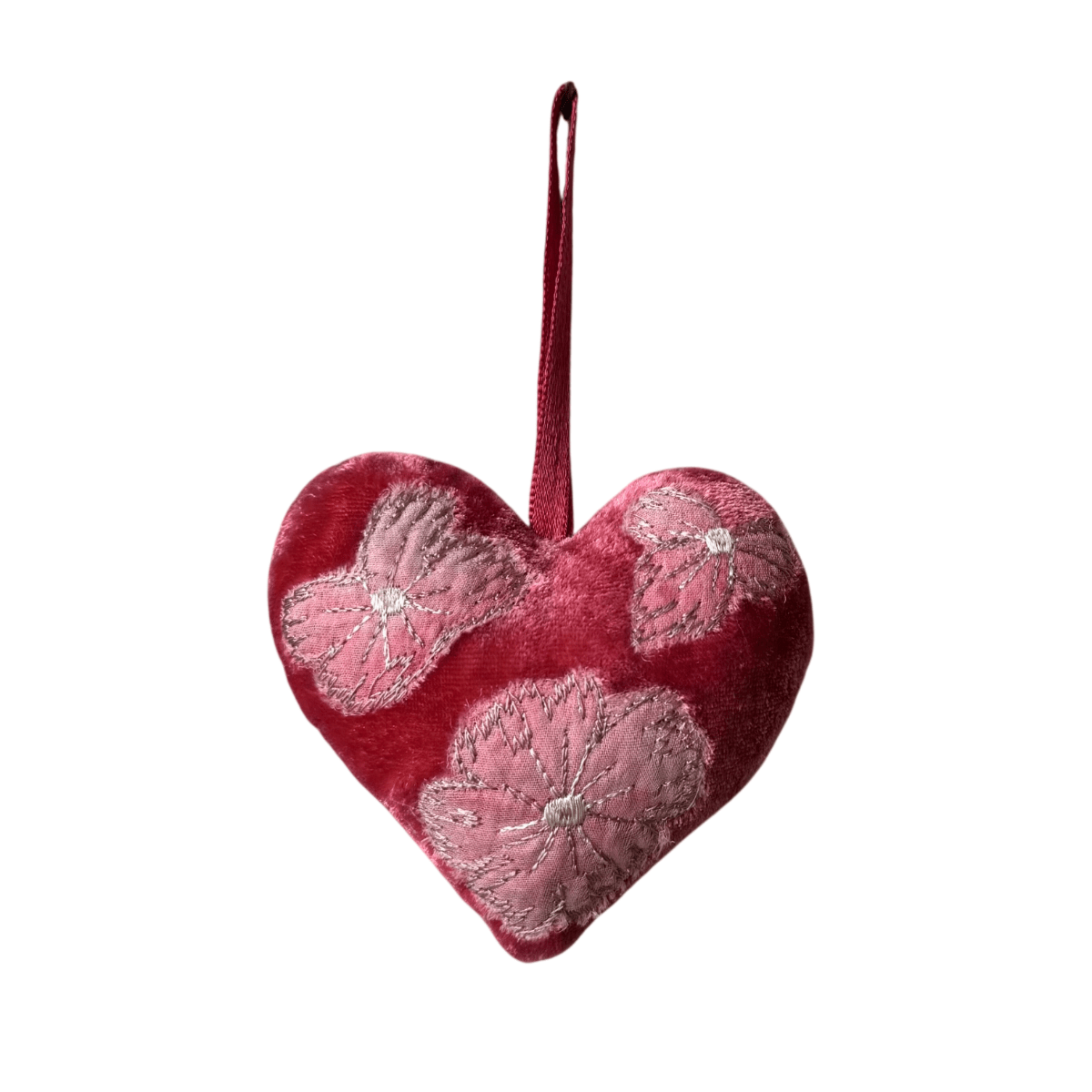 Hand Embroidered Silk Velvet Heart Ornaments Ornament Anke Drechsel JJ 