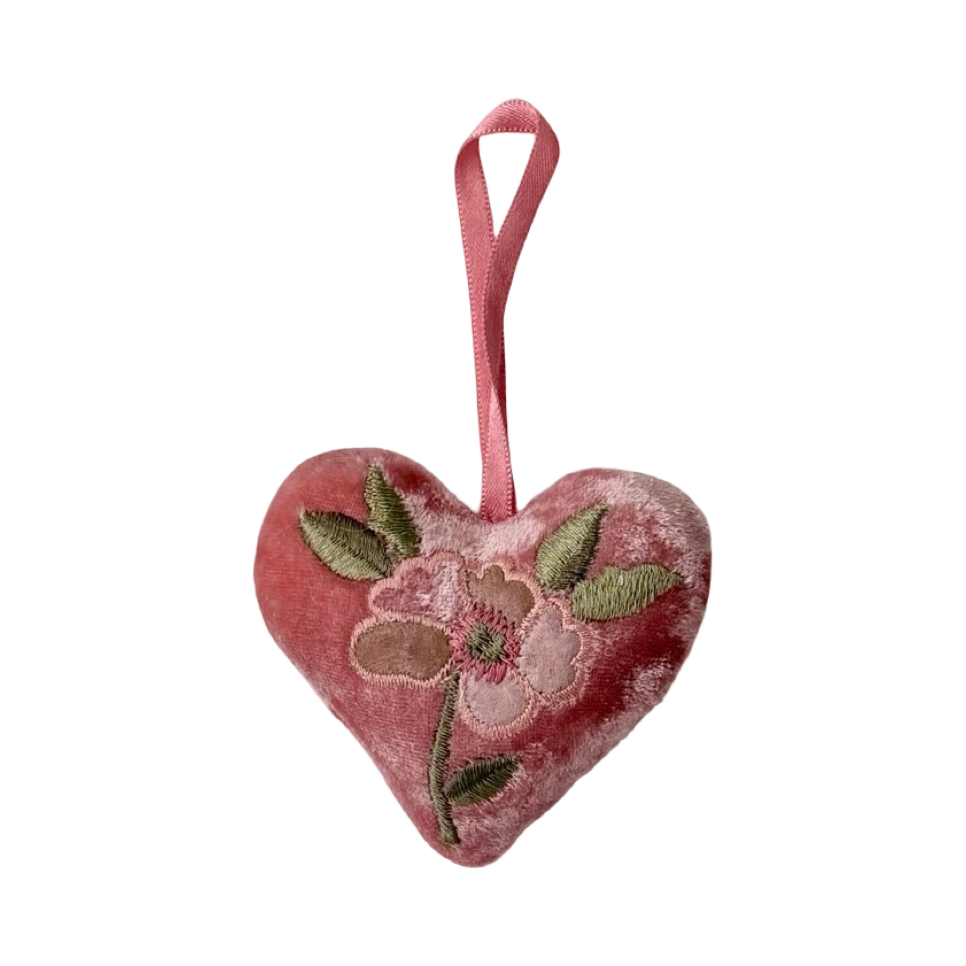 Hand Embroidered Silk Velvet Heart Ornaments Ornament Anke Drechsel KK 