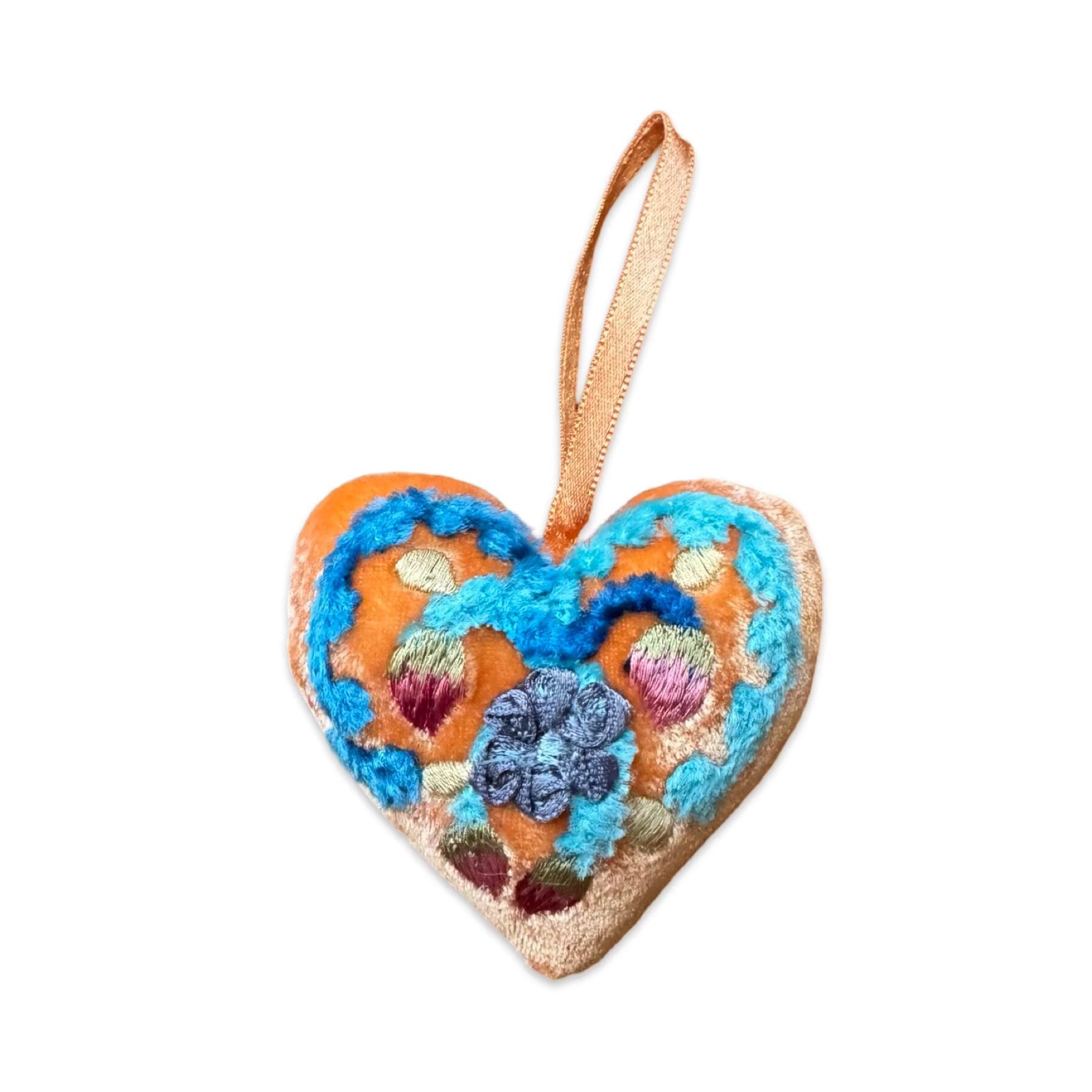 Hand Embroidered Silk Velvet Heart Ornaments Ornament Anke Drechsel LL 