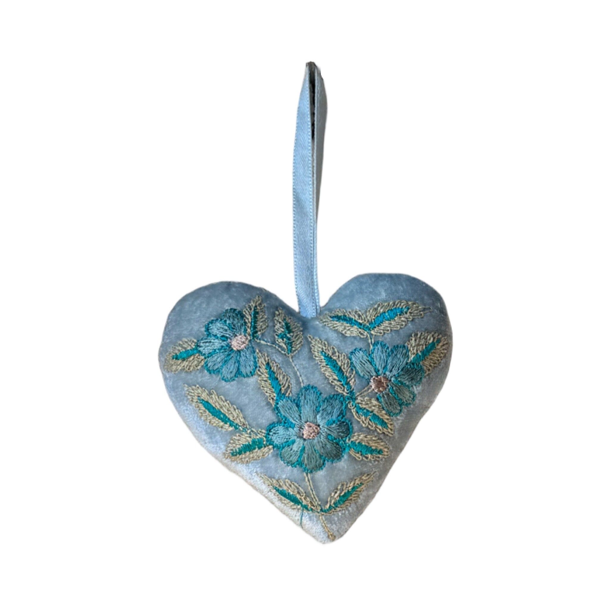 Hand Embroidered Silk Velvet Heart Ornaments Ornament Anke Drechsel M 