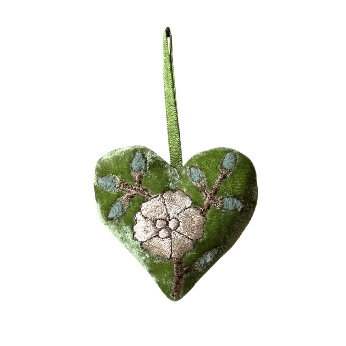 Hand Embroidered Silk Velvet Heart Ornaments Ornament Anke Drechsel MM 