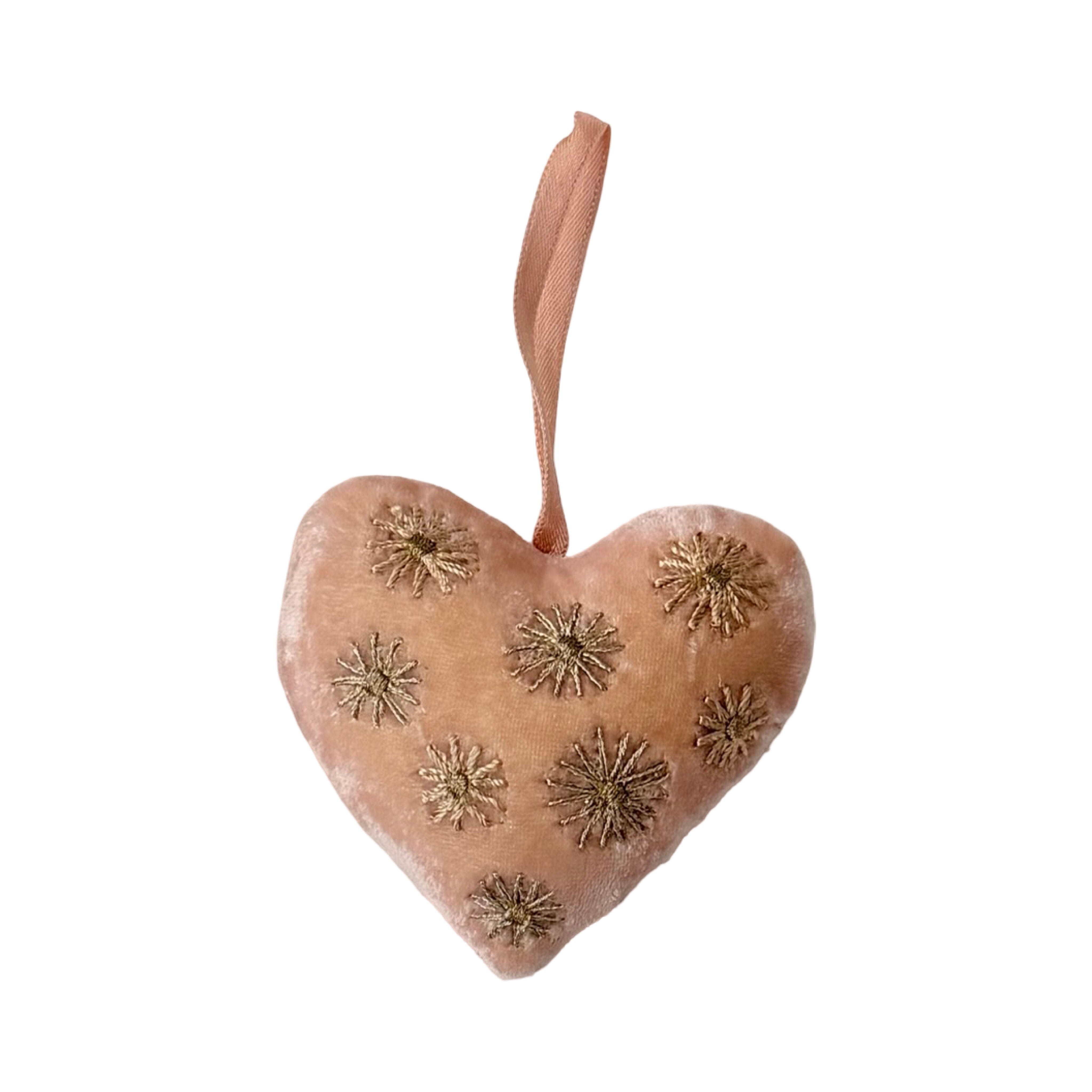 Hand Embroidered Silk Velvet Heart Ornaments Ornament Anke Drechsel MM 