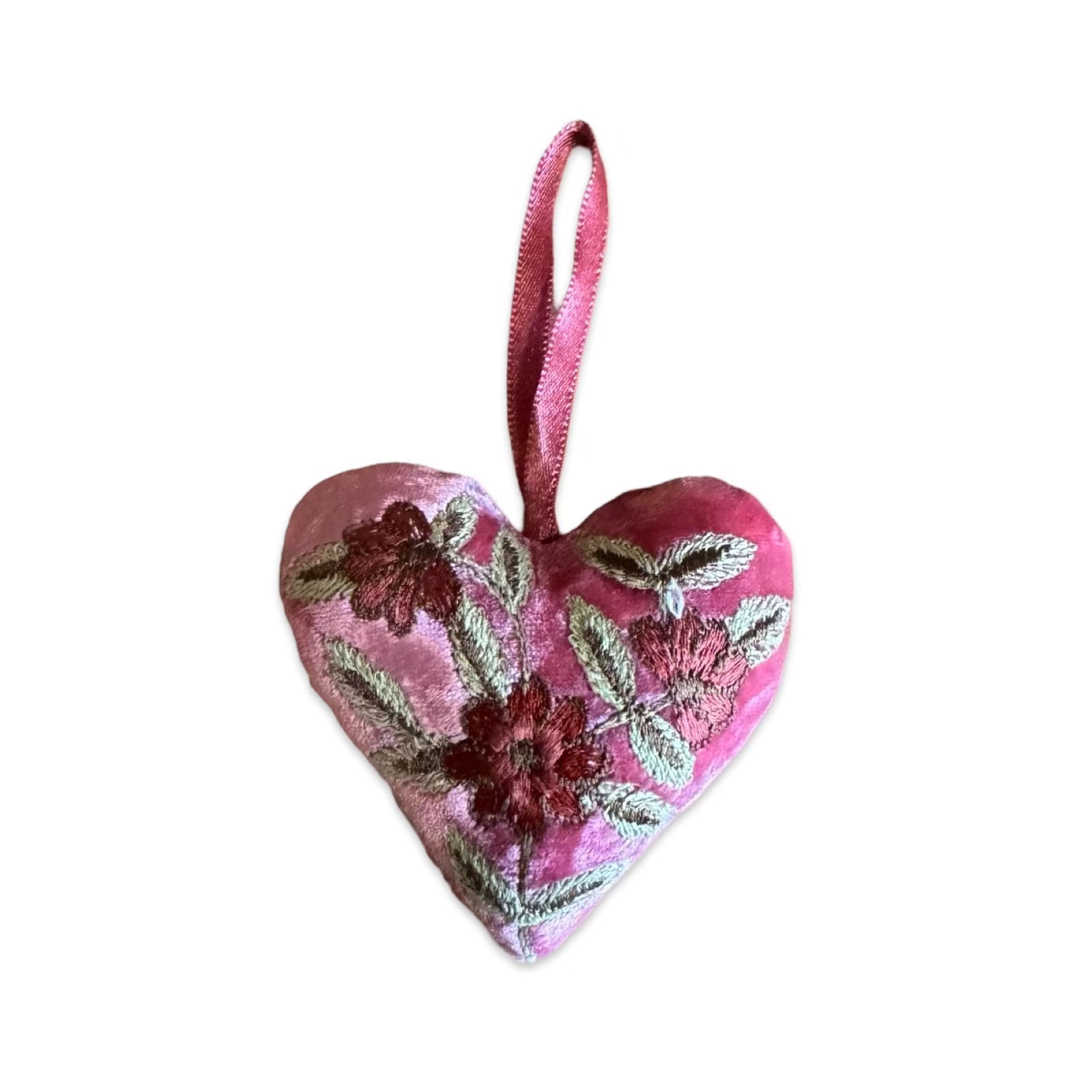 Hand Embroidered Silk Velvet Heart Ornaments Ornament Anke Drechsel MM 