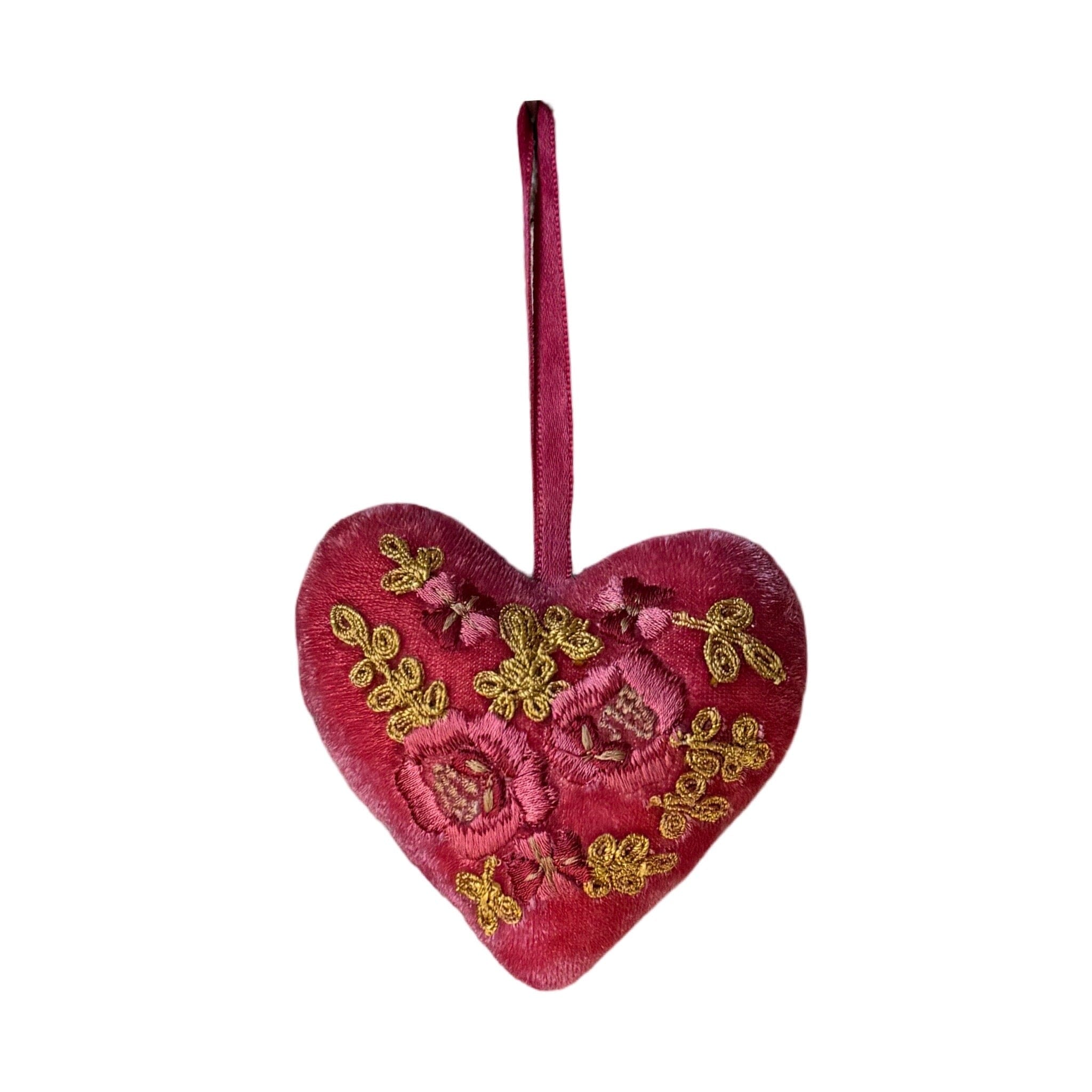Hand Embroidered Silk Velvet Heart Ornaments Ornament Anke Drechsel N 