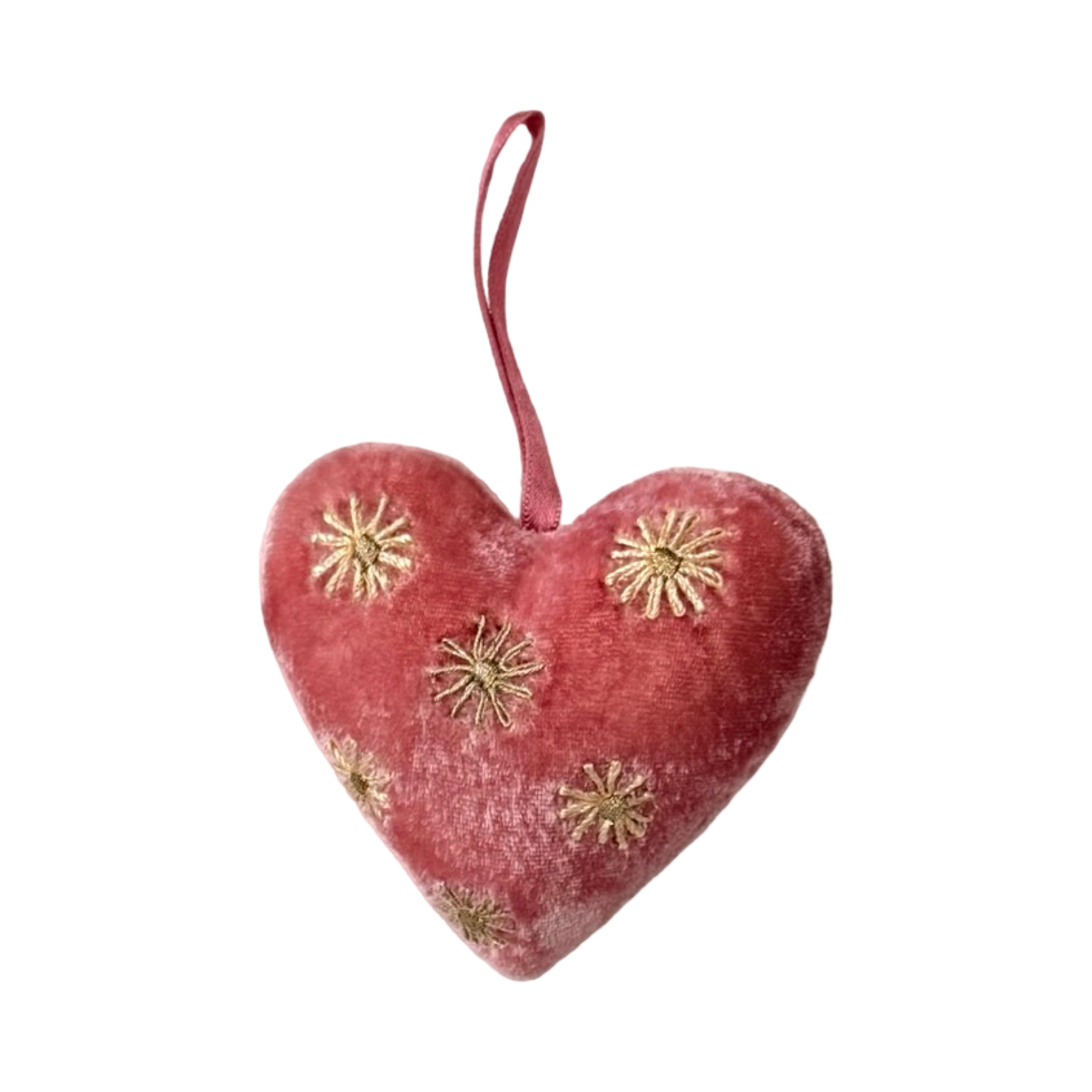 Hand Embroidered Silk Velvet Heart Ornaments Ornament Anke Drechsel NN 