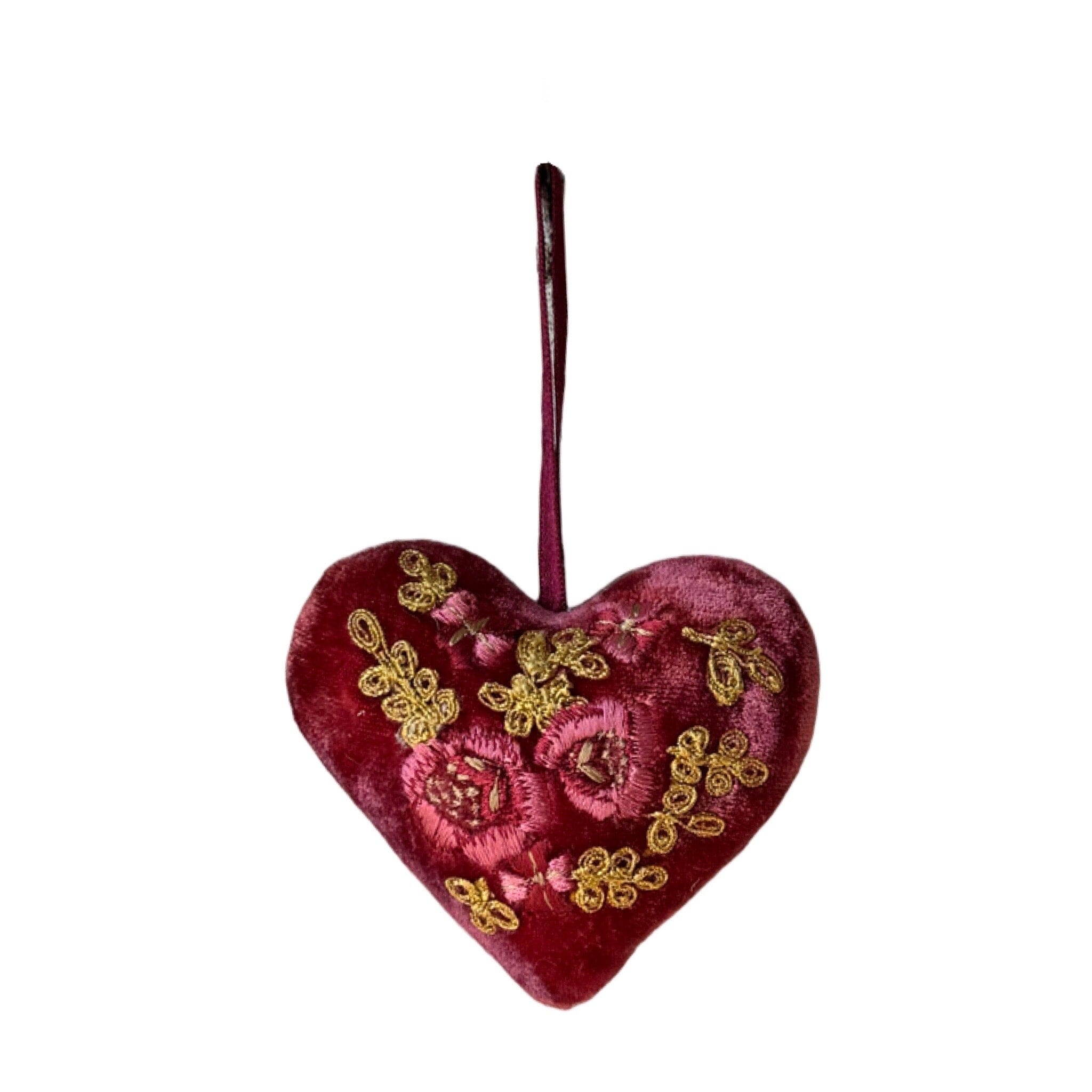 Hand Embroidered Silk Velvet Heart Ornaments Ornament Anke Drechsel O 