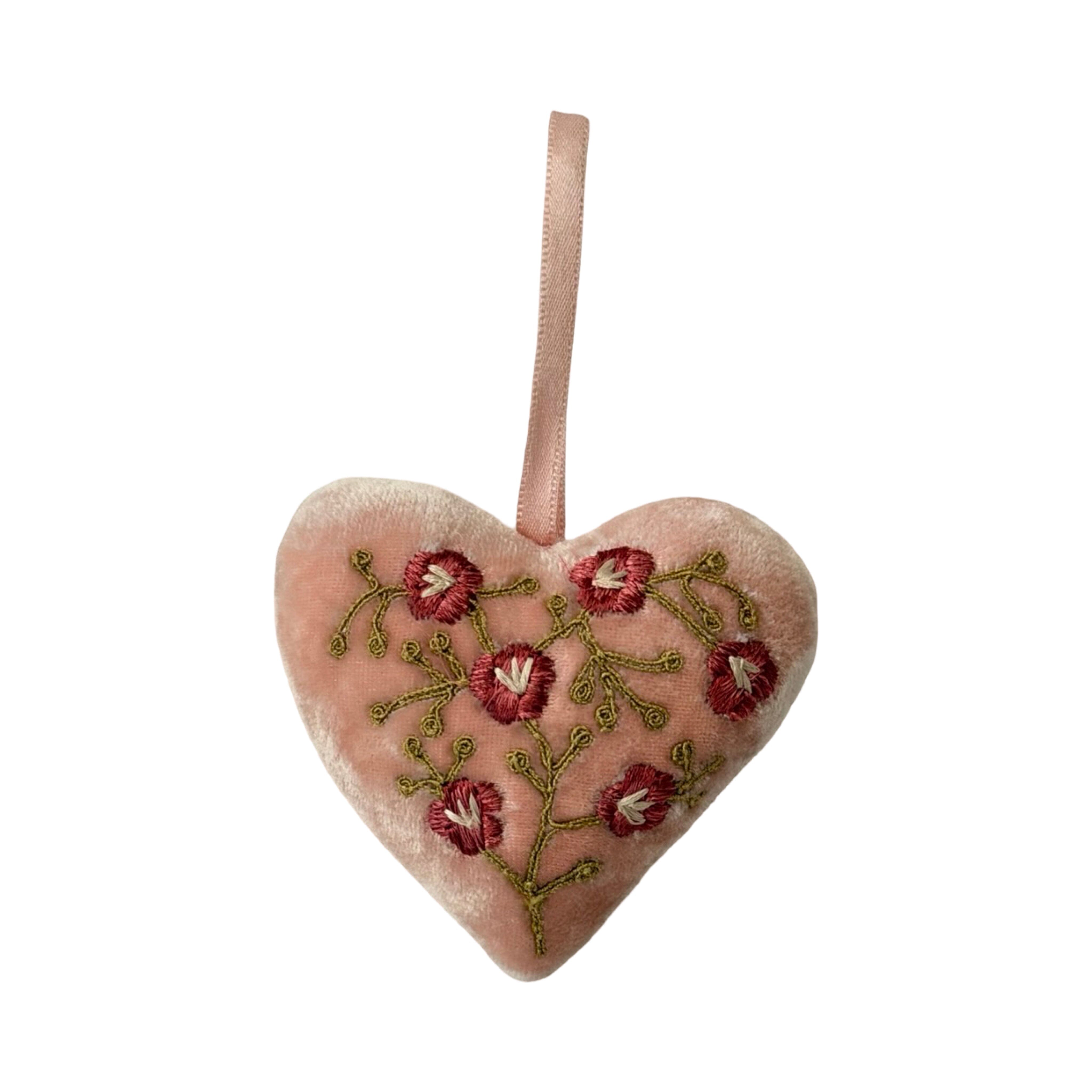 Hand Embroidered Silk Velvet Heart Ornaments Ornament Anke Drechsel PP 
