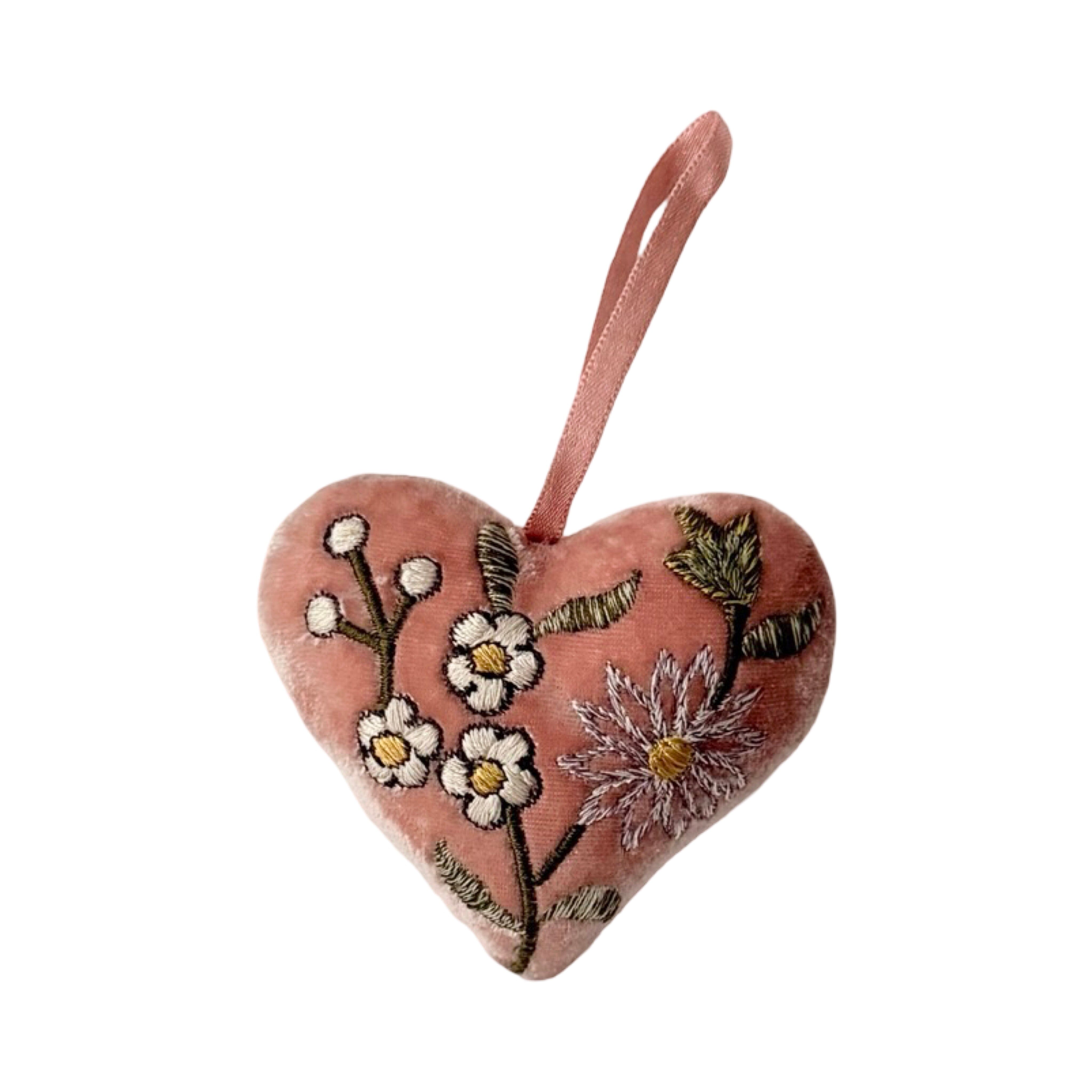 Hand Embroidered Silk Velvet Heart Ornaments Ornament Anke Drechsel QQ 