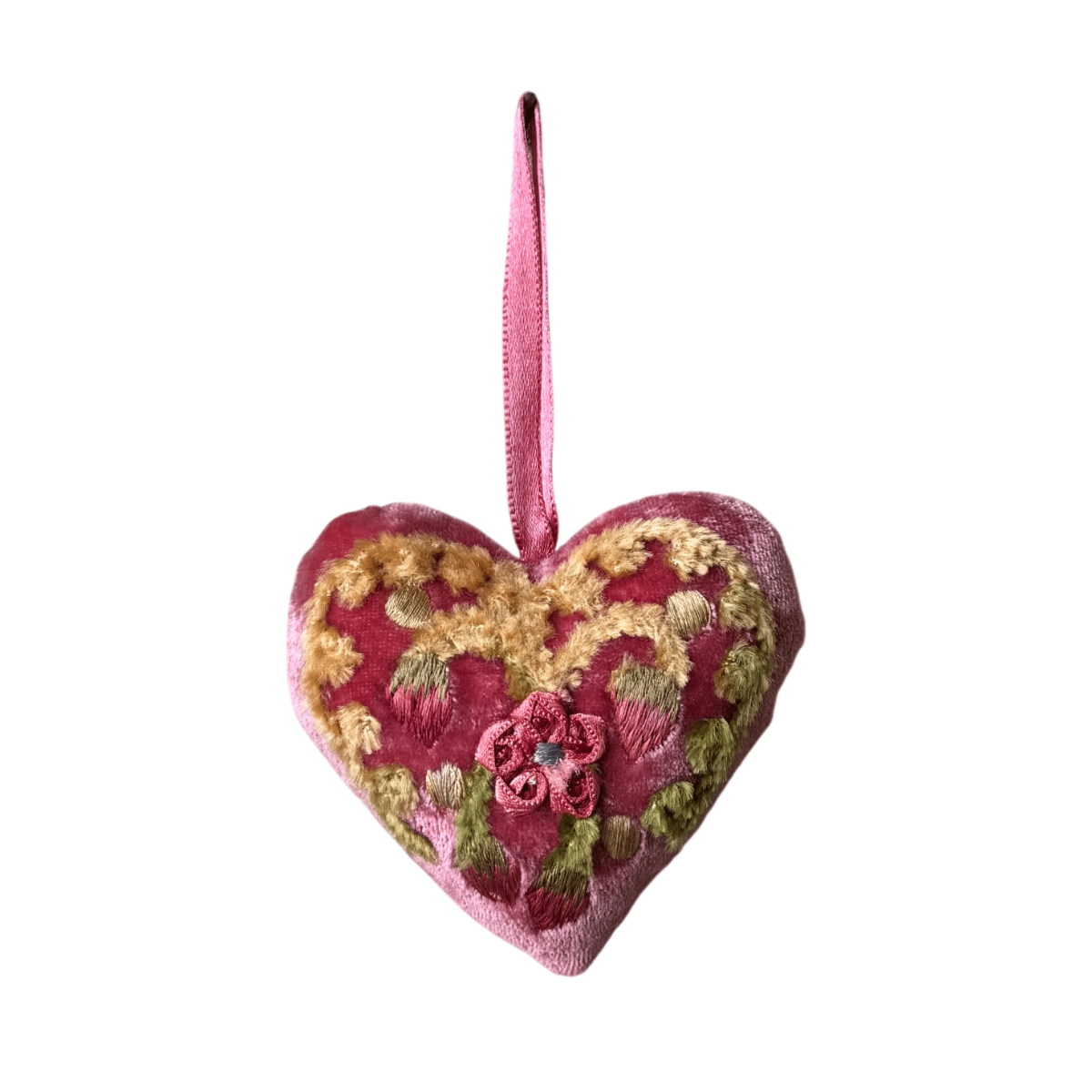 Hand Embroidered Silk Velvet Heart Ornaments Ornament Anke Drechsel QQ 