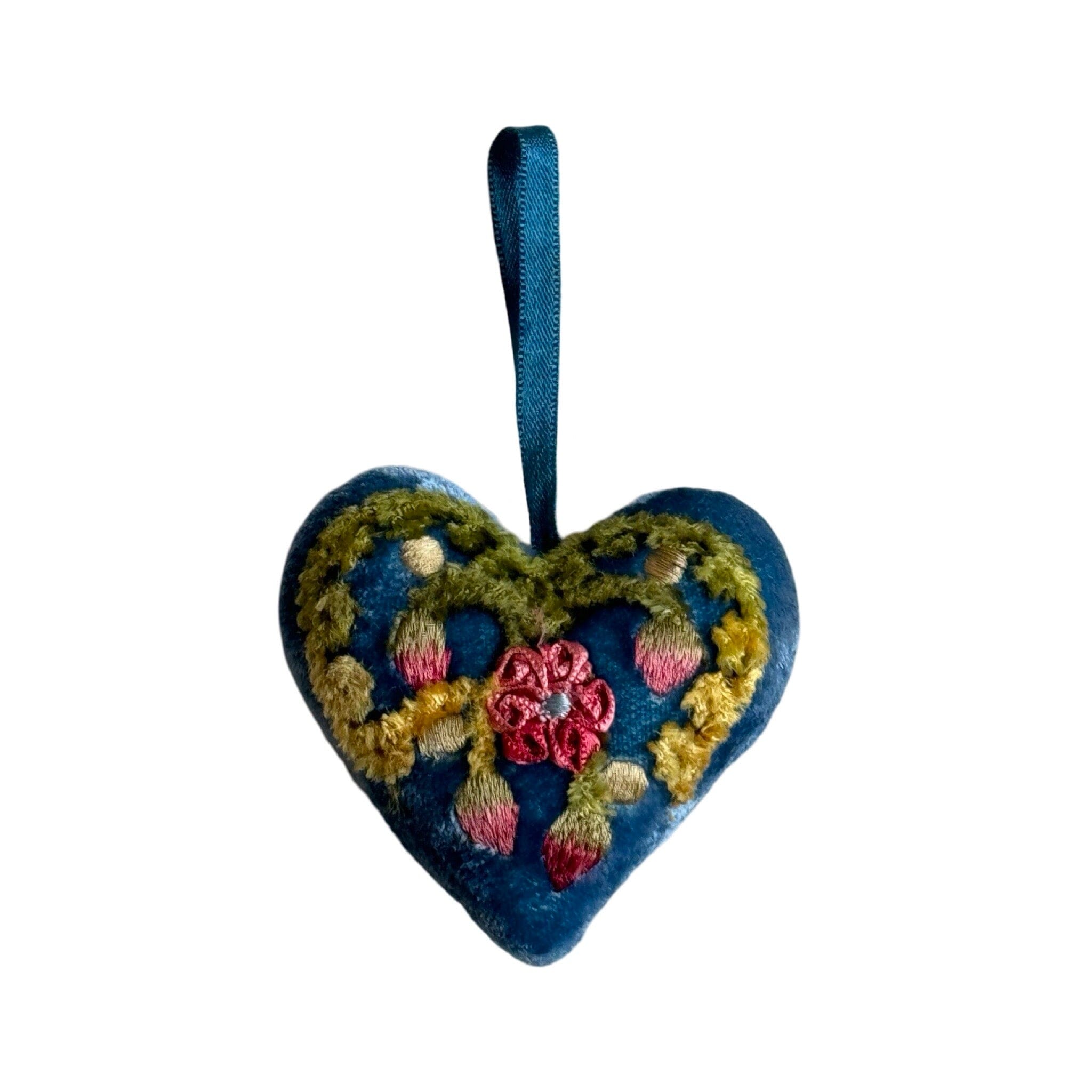 Hand Embroidered Silk Velvet Heart Ornaments Ornament Anke Drechsel R 